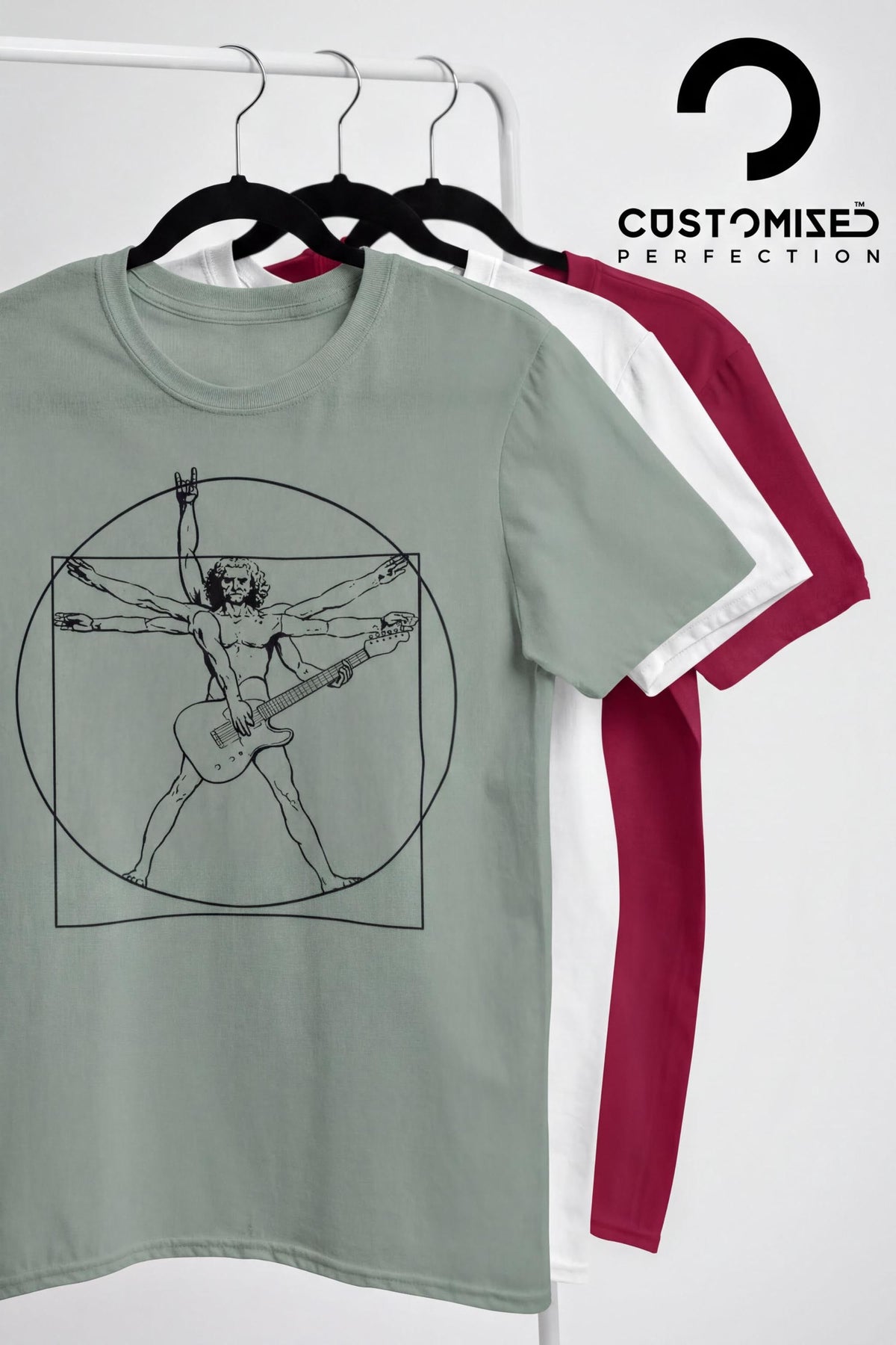 Comfort Colors® Vitruvian Guitarist Shirt, Guitar Player Da Vinci Style Tee