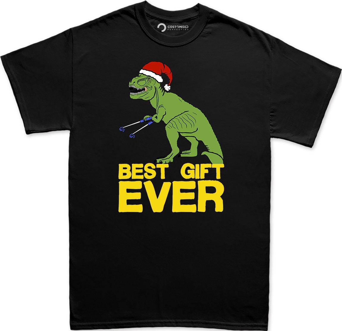 Funny Christmas Dinosaur T-Shirt, T-Rex Santa Holiday Shirt