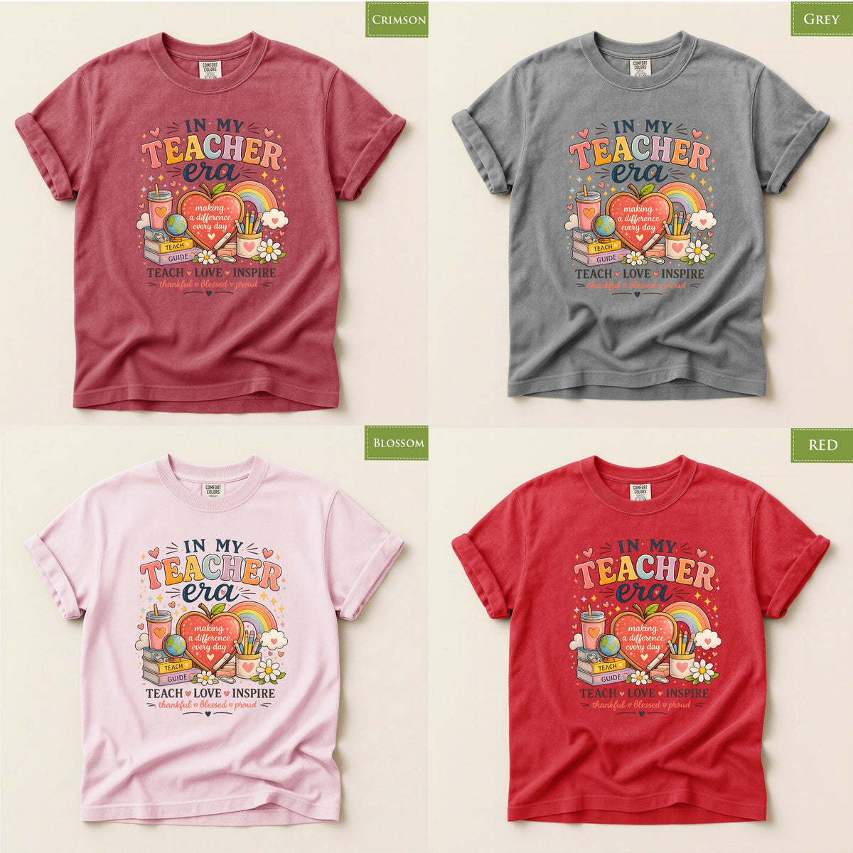 Comfort Colors® In My Teacher Era Shirt, Back to School Top, Teacher Retro Inspired Tee, Cute Educator Gift