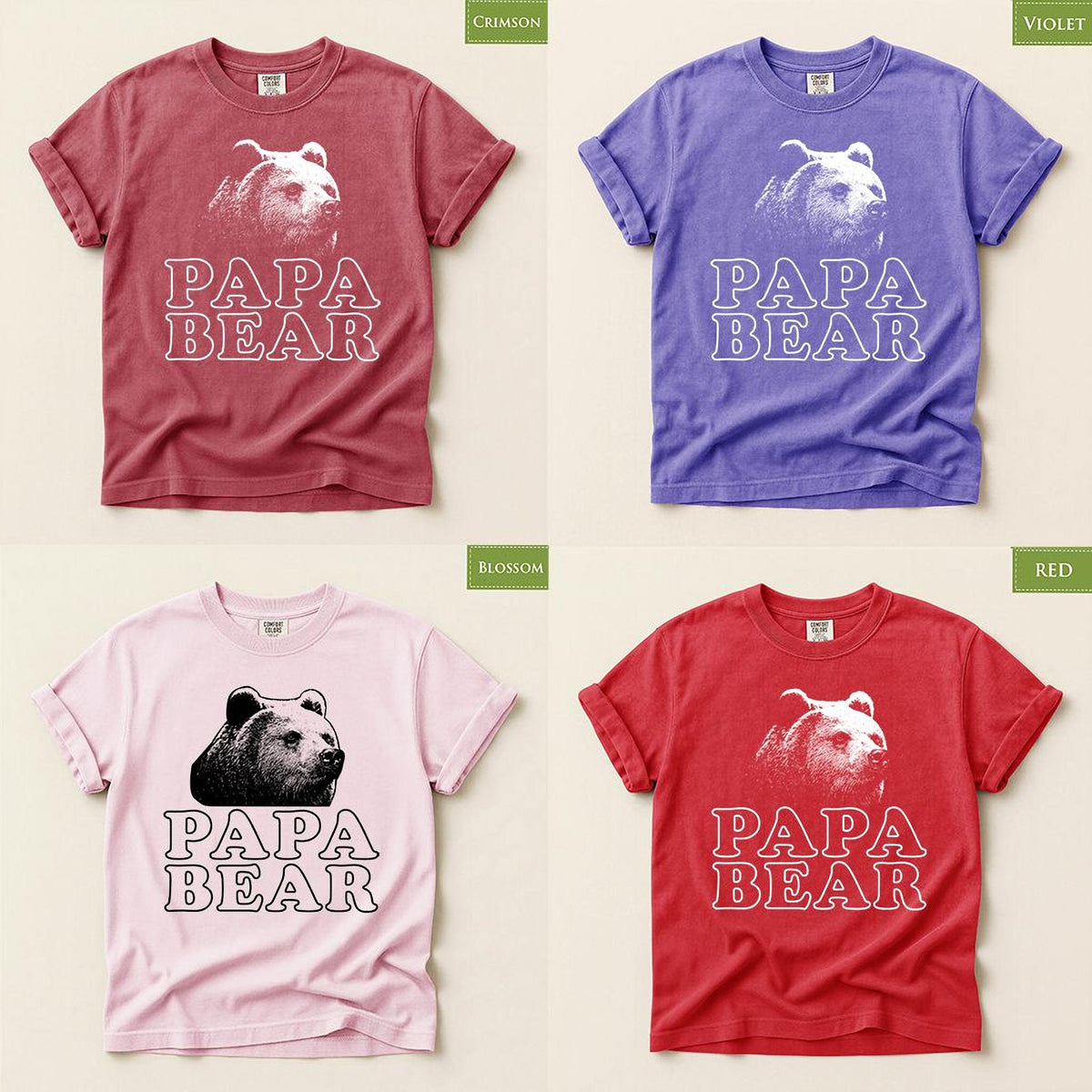 Fathers Day Papa Bear TShirt, Gift For Dads, Comfort Colors® Graphic Top for Papa