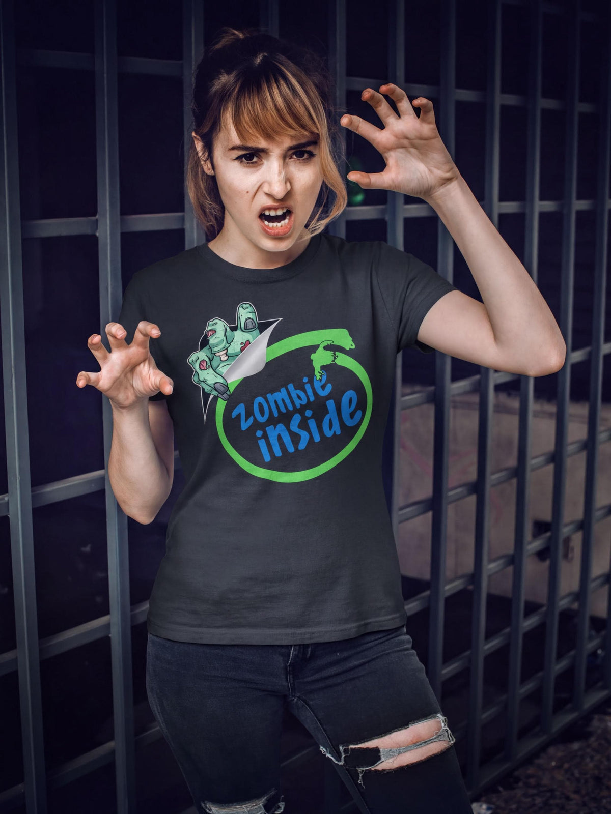 Comfort Colors® Zombie Inside Tee, Halloween Costume T-shirt, Funny Trick or Treat Top