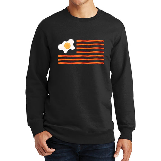 American Bacon USA Flag Funny Food Joke Poof Sweatshirt