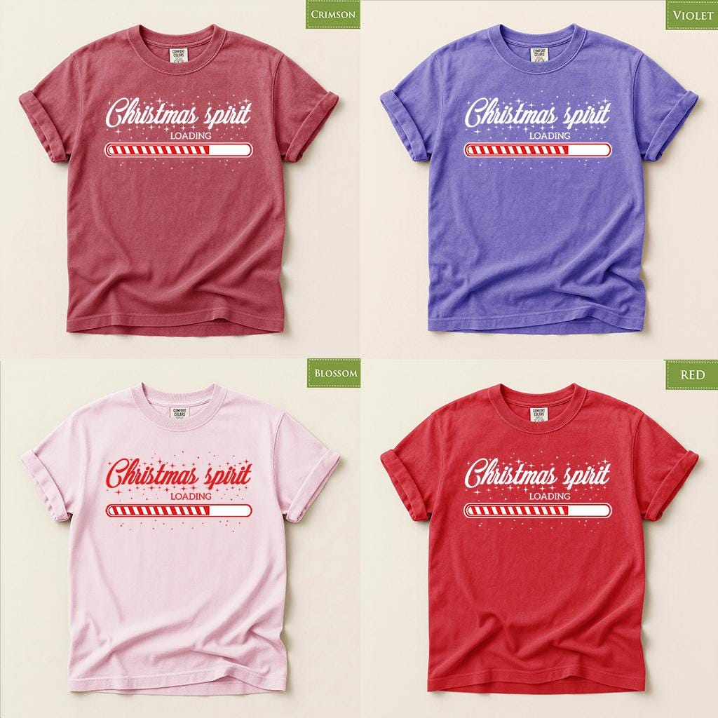 Comfort Colors® Christmas Spirit Loading Shirt, Funny Holiday Tee, Christmas Loading Graphic, Festive Winter Gift