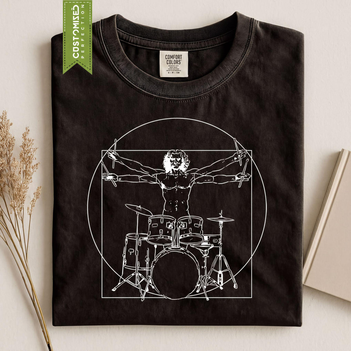 Comfort Colors® Vitruvian Drummer Shirt, Da Vinci Drum Tshirt, Tee for Drummers