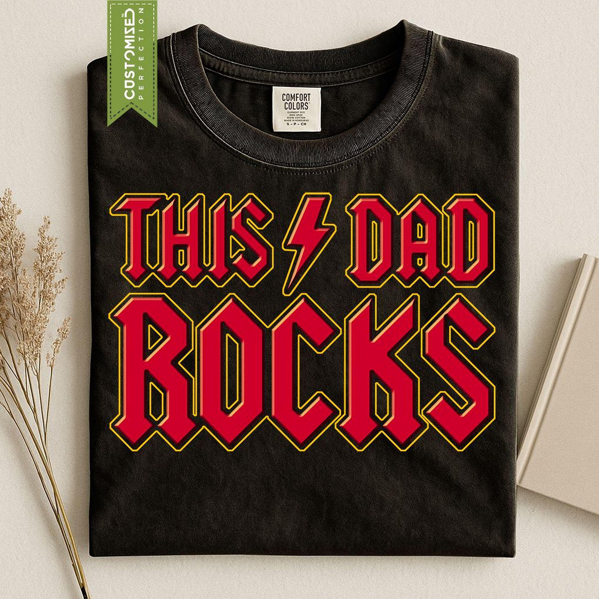 Dad Rocks T-Shirt: Funny Rock Music Comfort Colors® Tee for Fathers