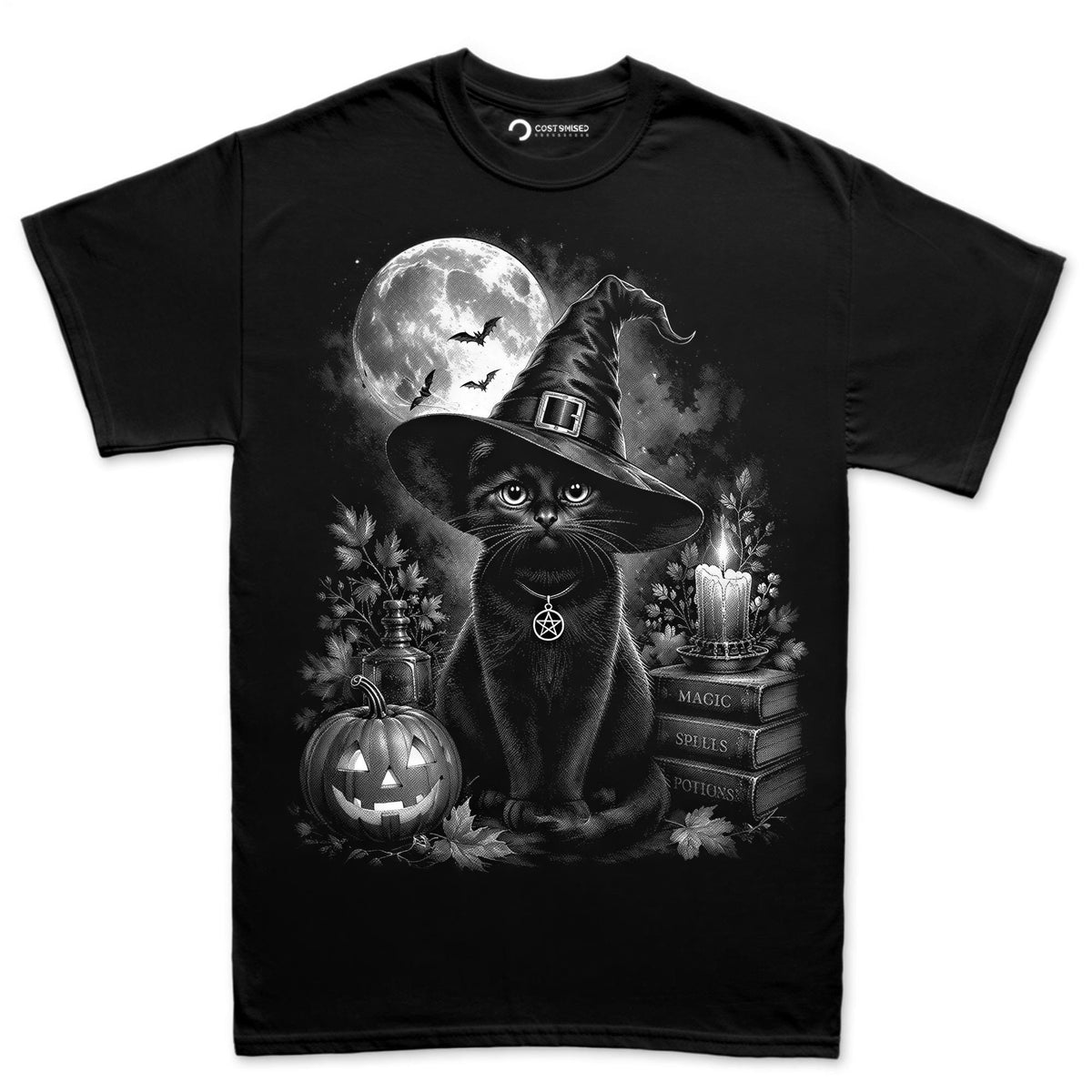Witch Black Cat Shirt, Gothic Halloween T-Shirt, Magic Spells Potions Hoodie, Witchy Aesthetic Sweatshirt, Full Moon Cat Tee Gift