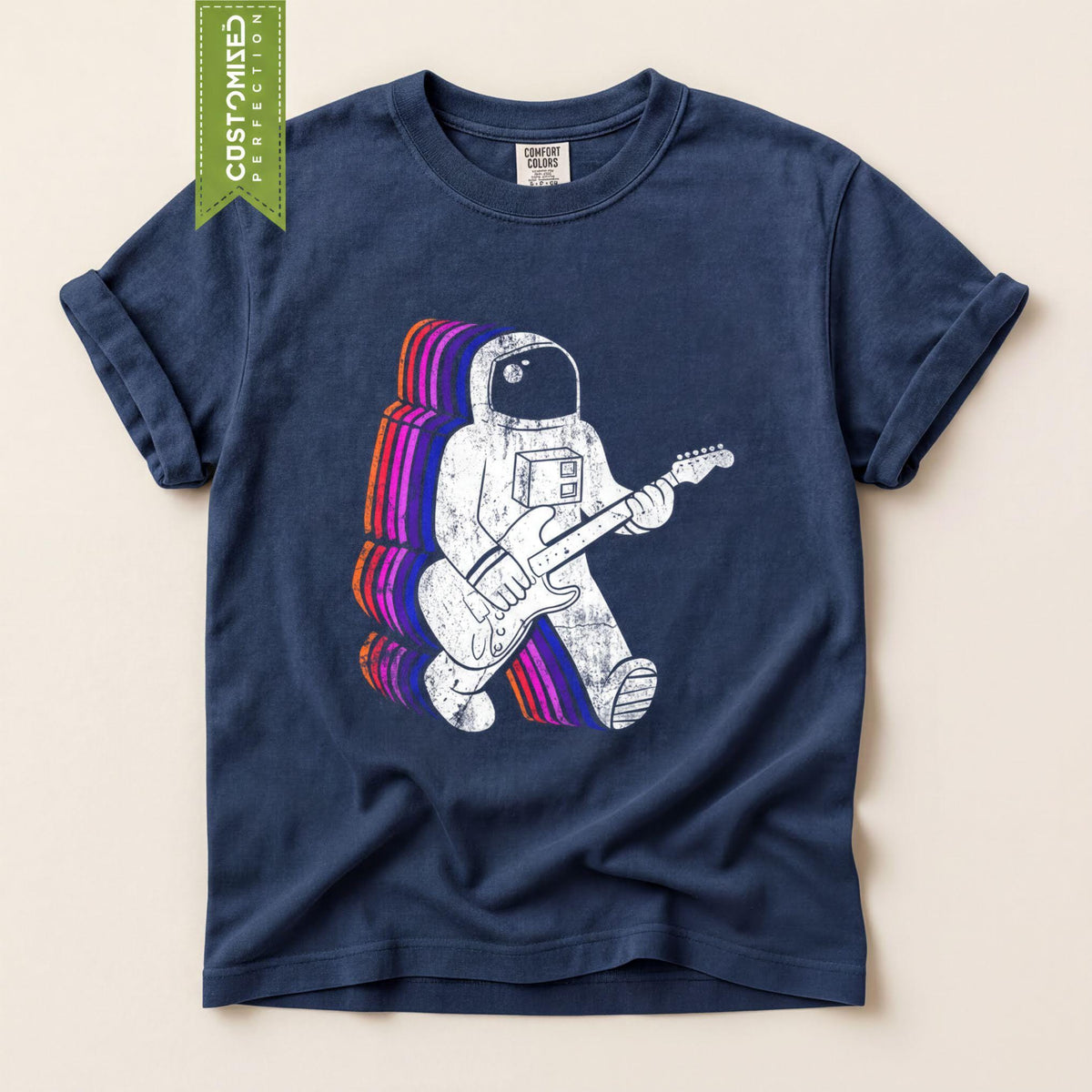 Comfort Colors® Astronaut Guitar T-Shirt, Electric Guitar Player Tee, Rock Music Gift