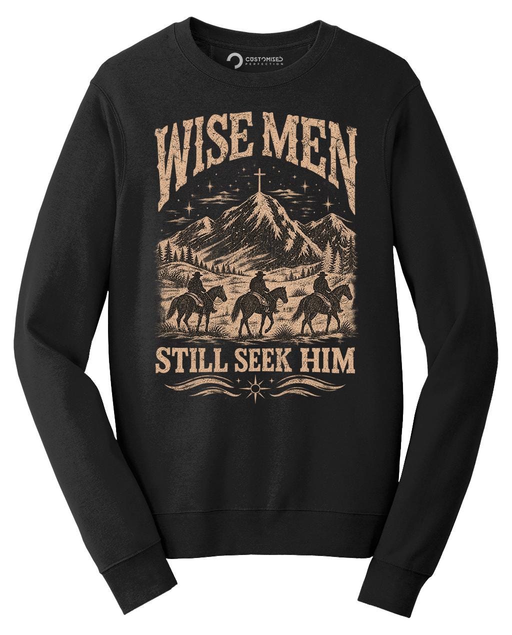 Wise Men Still Seek Him Shirt, Christian Cowboy T-Shirt, Faith Western Mountain Hoodie, Cross Star Sweatshirt, Religious Cowboy Tee Gift