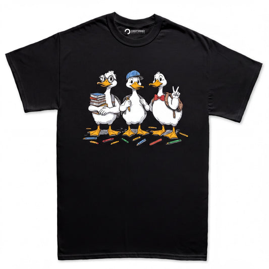Funny Goose Back to School Shirt, Cute Duck Teacher Student First Day Graphic Tee, BTS Top