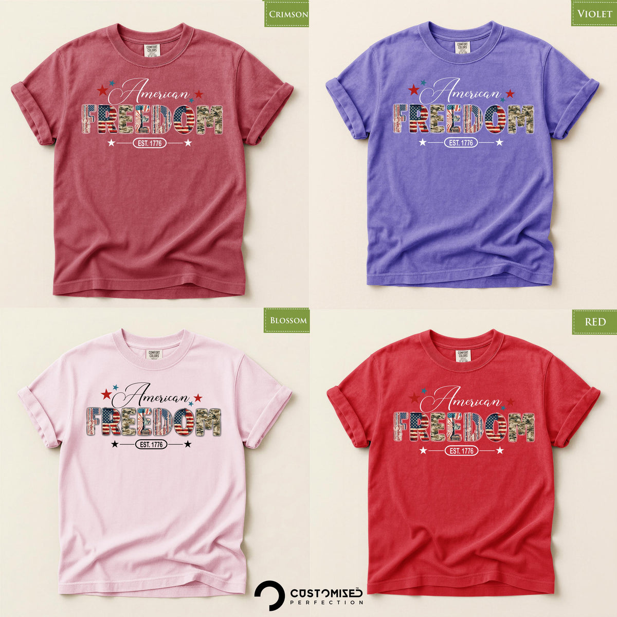 American Freedom T-Shirt, Comfort Colors® EST 1776 Patriotic USA Tee