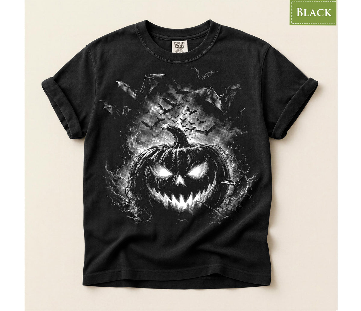 Comfort Colors® Jack O Lantern Pumpkin Graphic Tee, Scary Halloween Shirt, Spooky Horror Apparel Gift