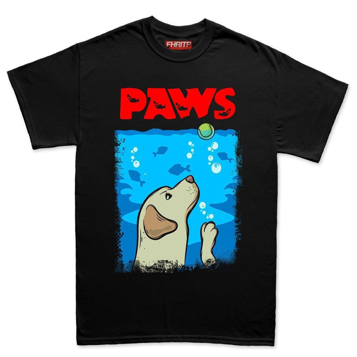 Jaws Paws Dog Labrador Retriever Movie Poster Parody Mens T shirt Tee Top T-shirt