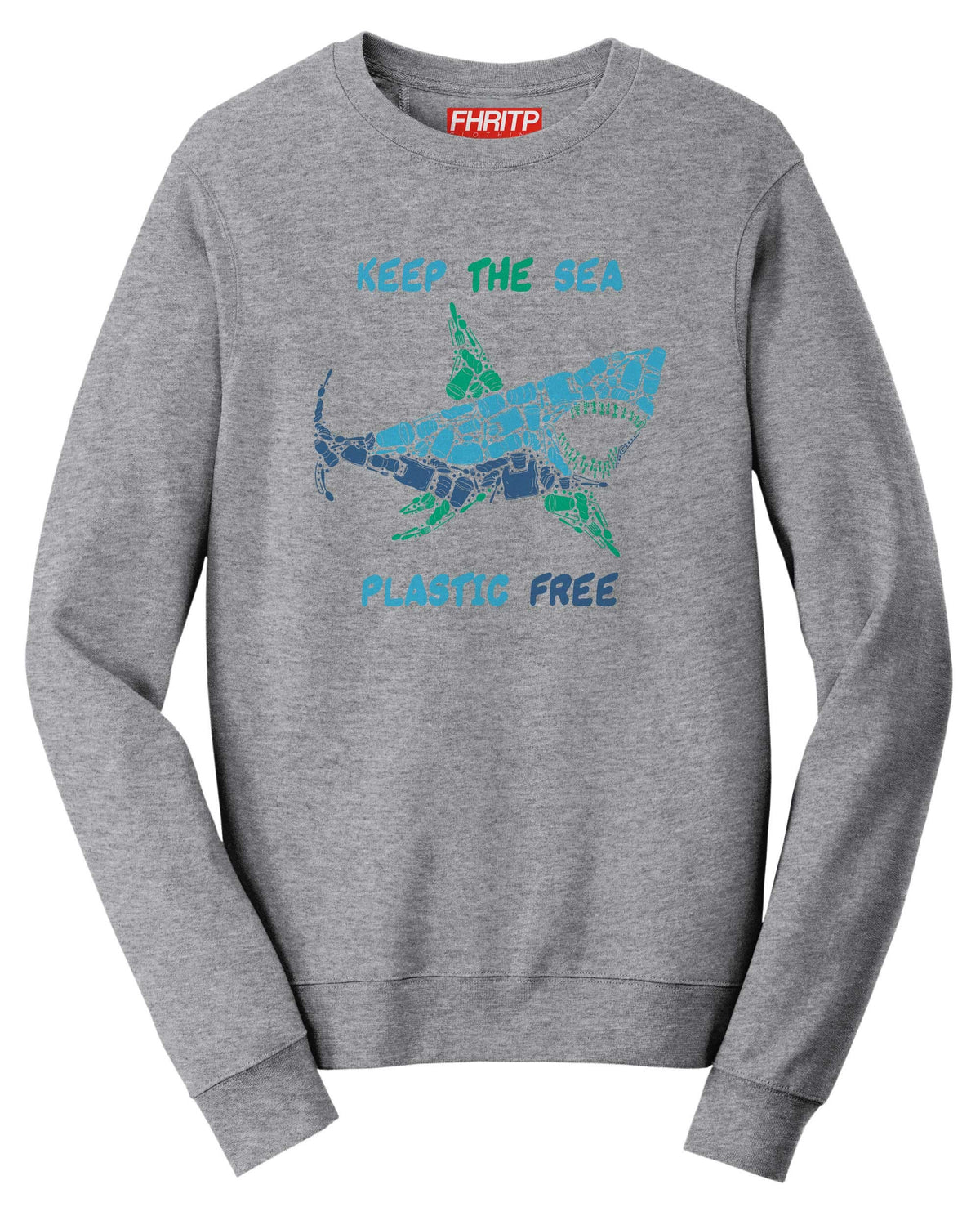 Shark Plastic Mosaic Great White Hand Drawn Environment Protest Sweatshirt