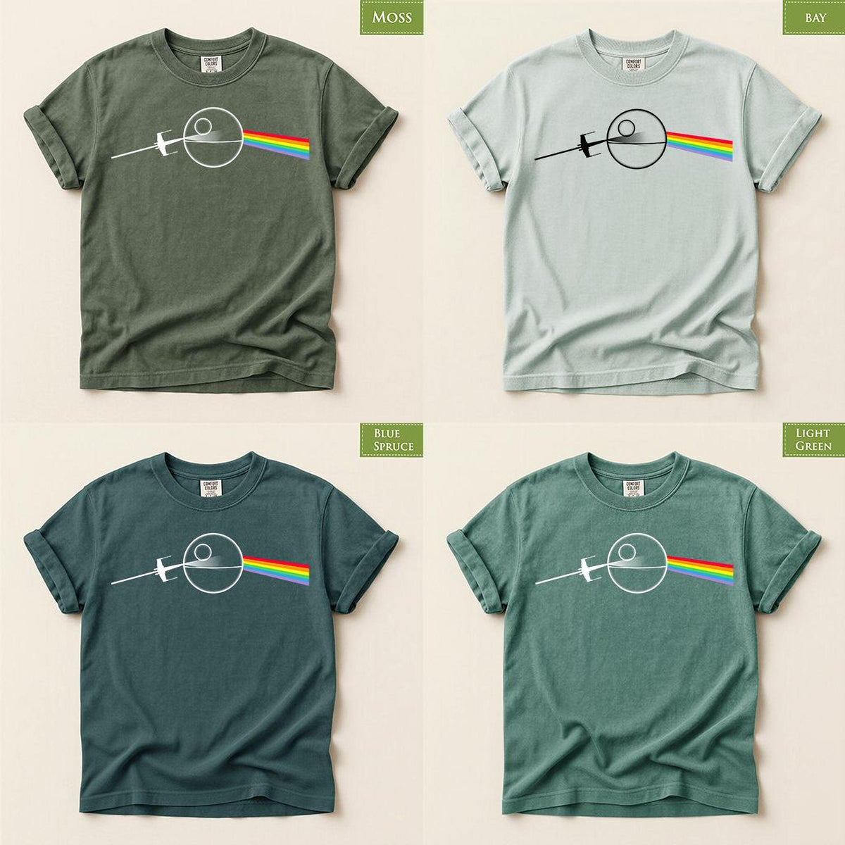 Comfort Colors® Dark Side Of The Death Star T shirt, LGBTQIA2+ Rainbow Tee, Pride Top