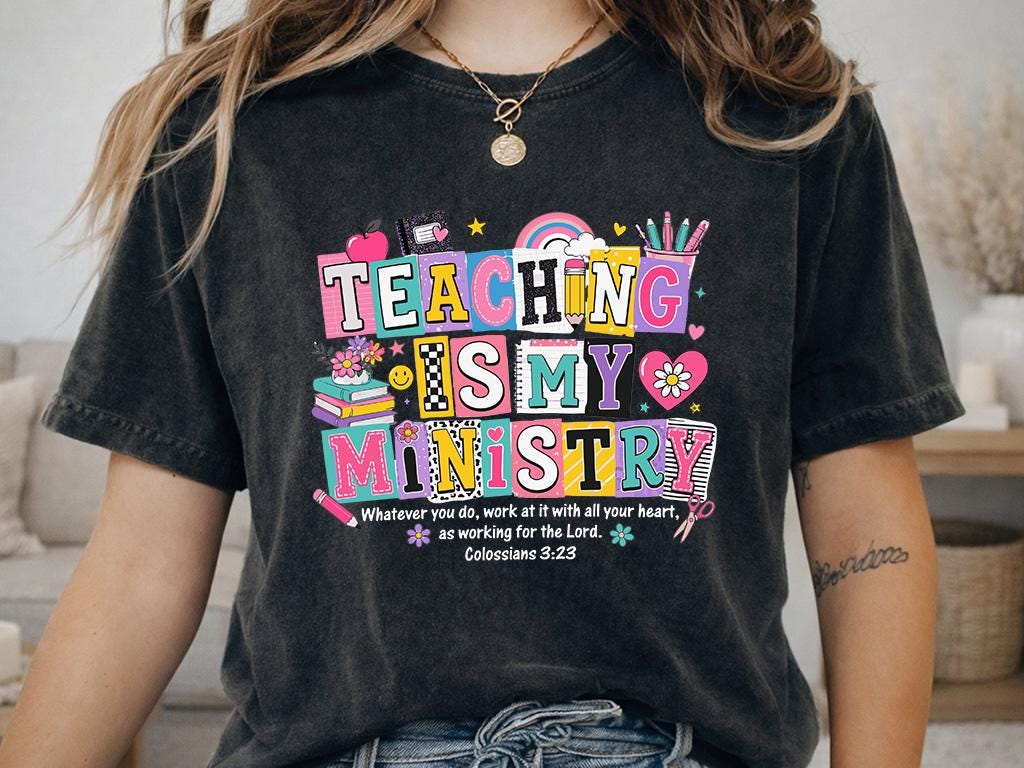 Teaching Is My Ministry Shirt | Rainbow Leopard Hoodie | Cute Faith Teacher Gift Tee