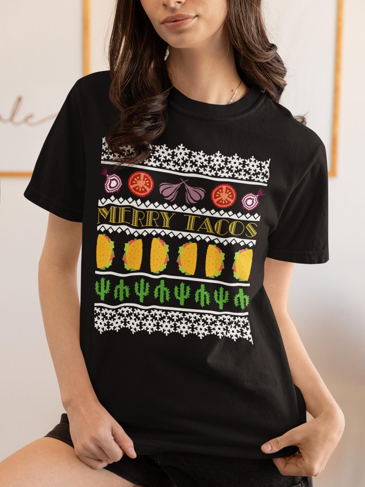 Comfort Colors® Merry Tacos Christmas Shirt, Funny Taco Holiday Tee, Mexican Christmas Gift, Festive Taco Graphic