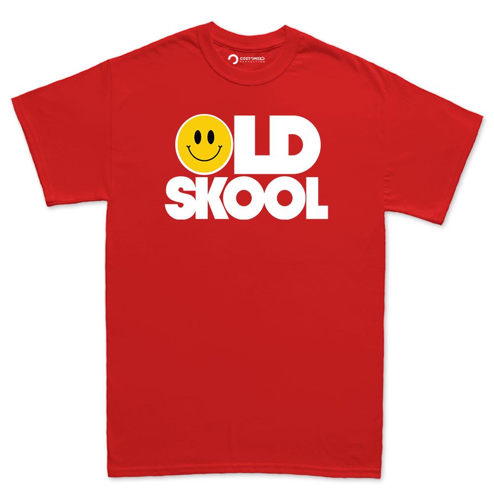 Old Skool T-shirt, Vintage Style Retro Tee, Funny Smiley Face Top
