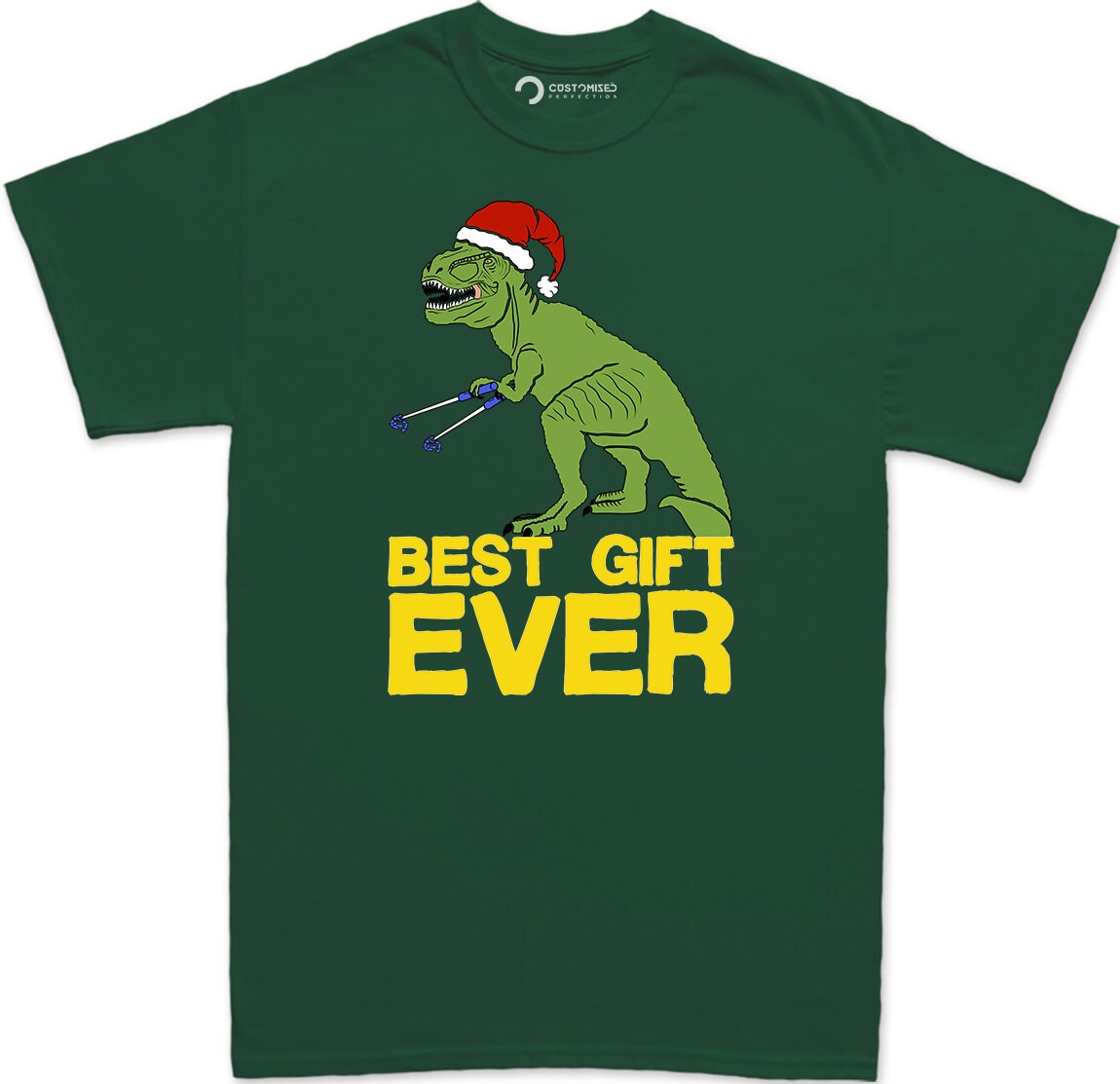 Funny Christmas Dinosaur T-Shirt, T-Rex Santa Holiday Shirt