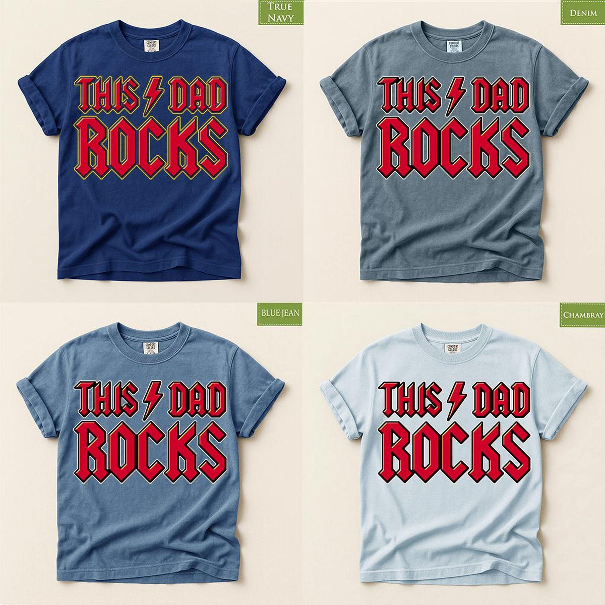 Dad Rocks T-Shirt: Funny Rock Music Comfort Colors® Tee for Fathers