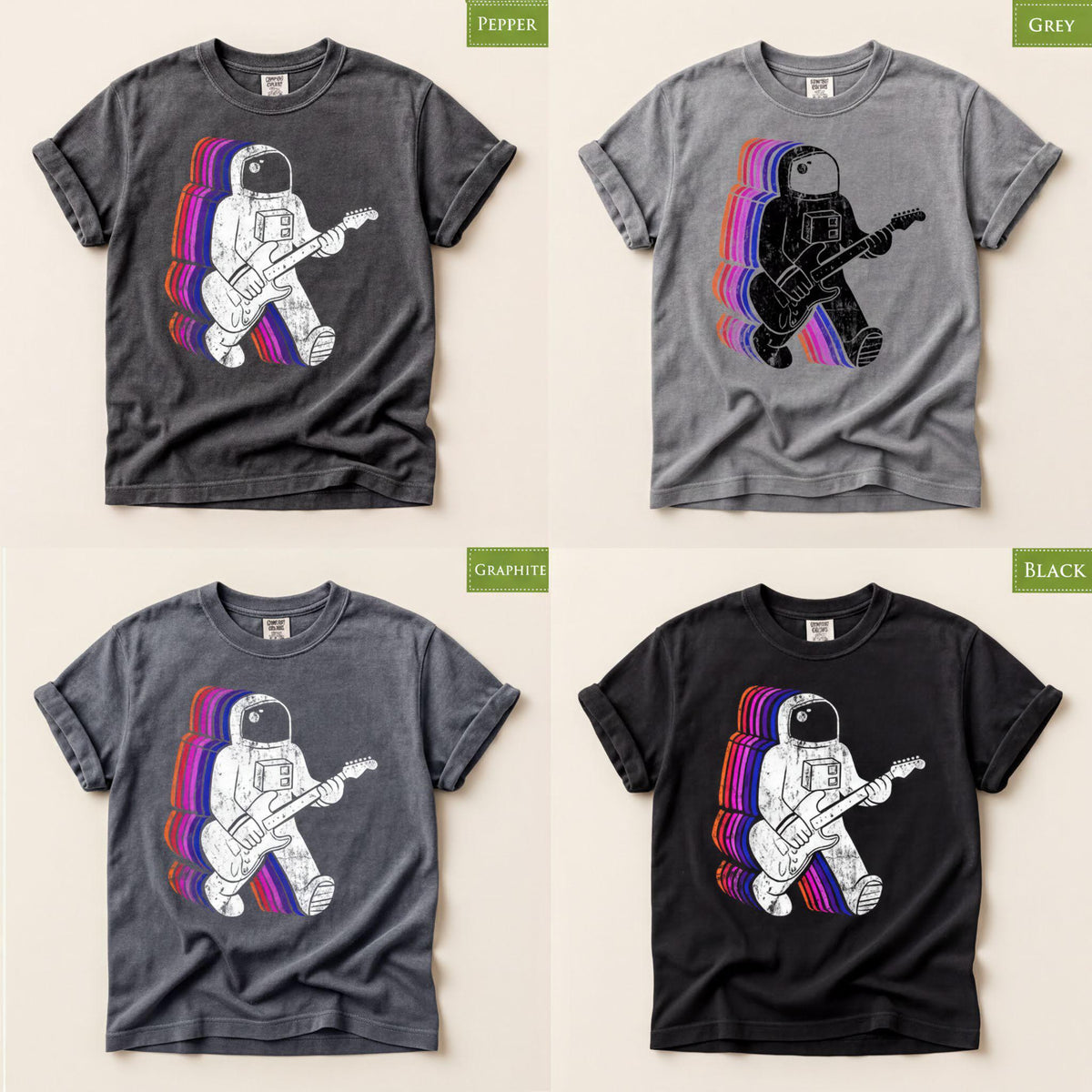 Comfort Colors® Astronaut Guitar T-Shirt, Electric Guitar Player Tee, Rock Music Gift