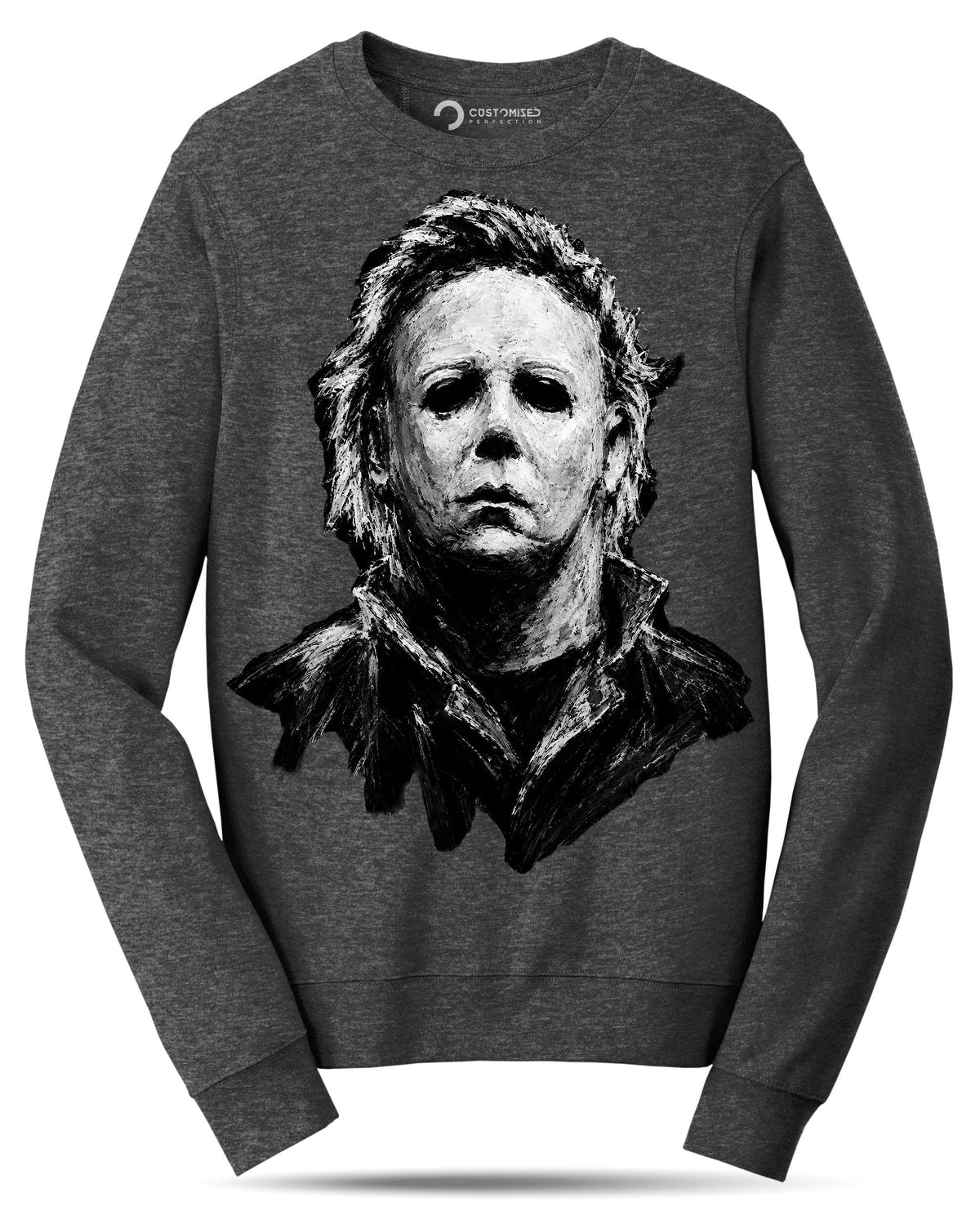 Masked Slasher Portrait Shirt, Dark Horror Mask T-Shirt, Chalk Art Horror Hoodie, Black and White Horror Sweatshirt, Halloween Tee Gift