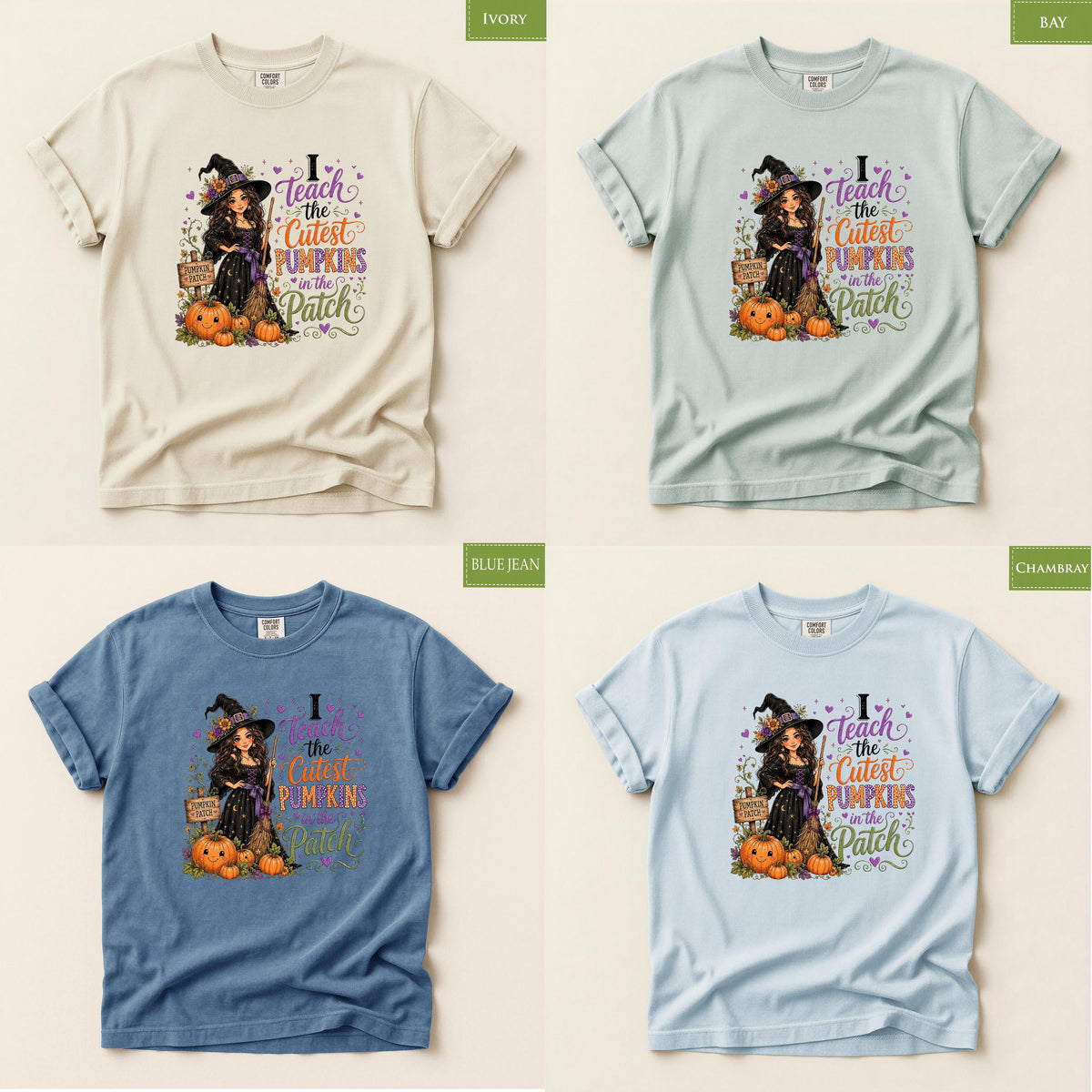 Comfort Colors® Halloween Teacher Shirt, Cute Pumpkin Patch Tee, Witch Fall Classroom Gift
