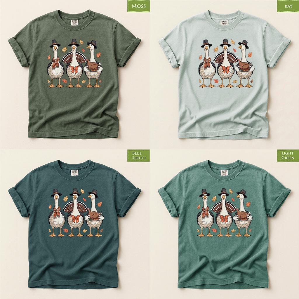 Comfort Colors® Thanksgiving Shirt, Funny Turkey Goose Tee, Pilgrim Bird Fall Graphic, Holiday Top
