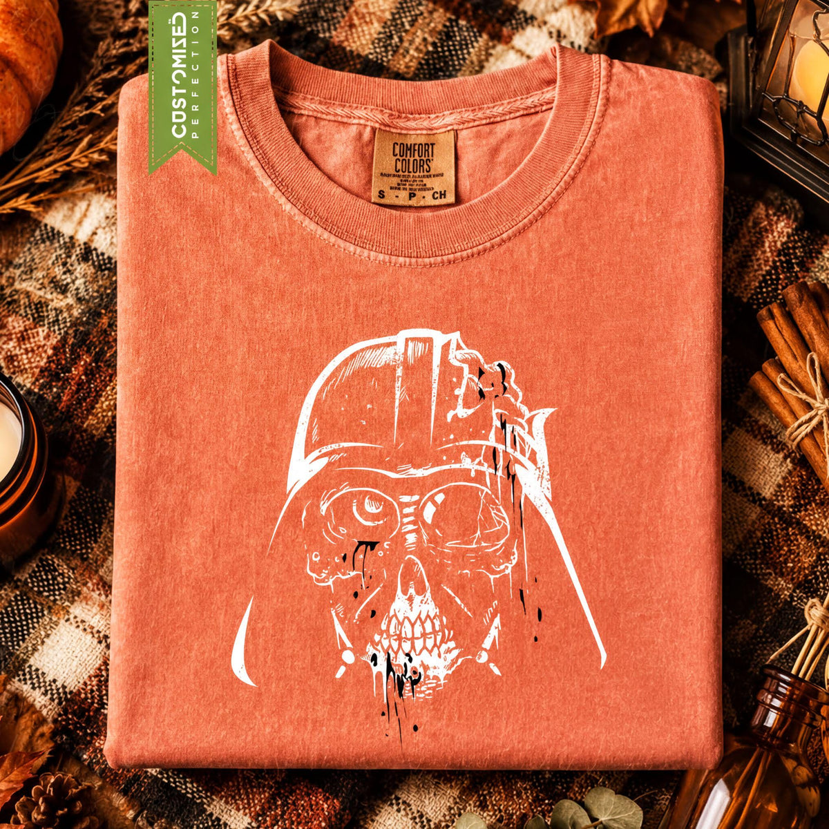 Darth Vader Zombie T-Shirt, Comfort Colors® Halloween Tee, Skull Brains Design
