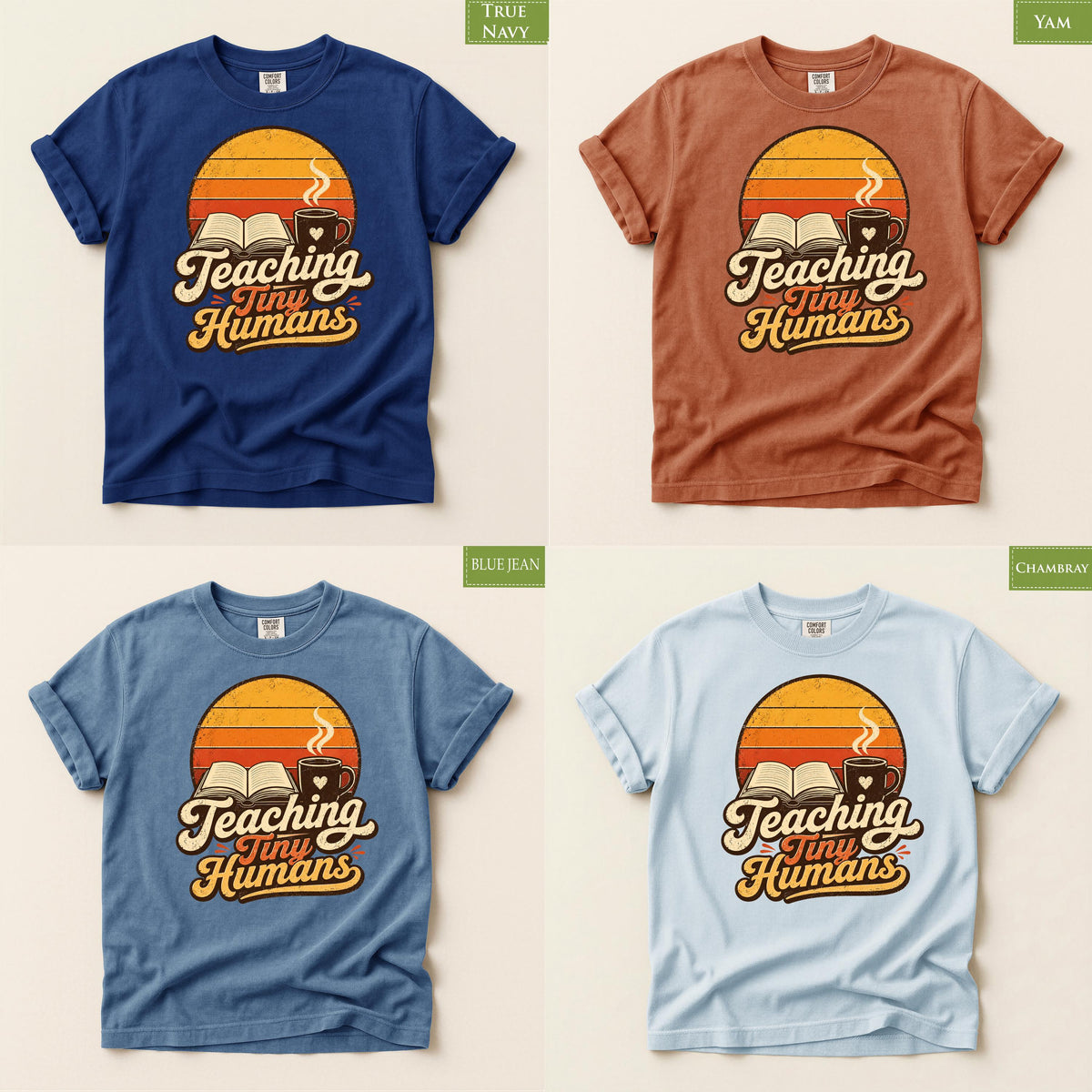 Comfort Colors® Teaching Tiny Humans Shirt, Retro Teacher Tee, Back to School Apparel