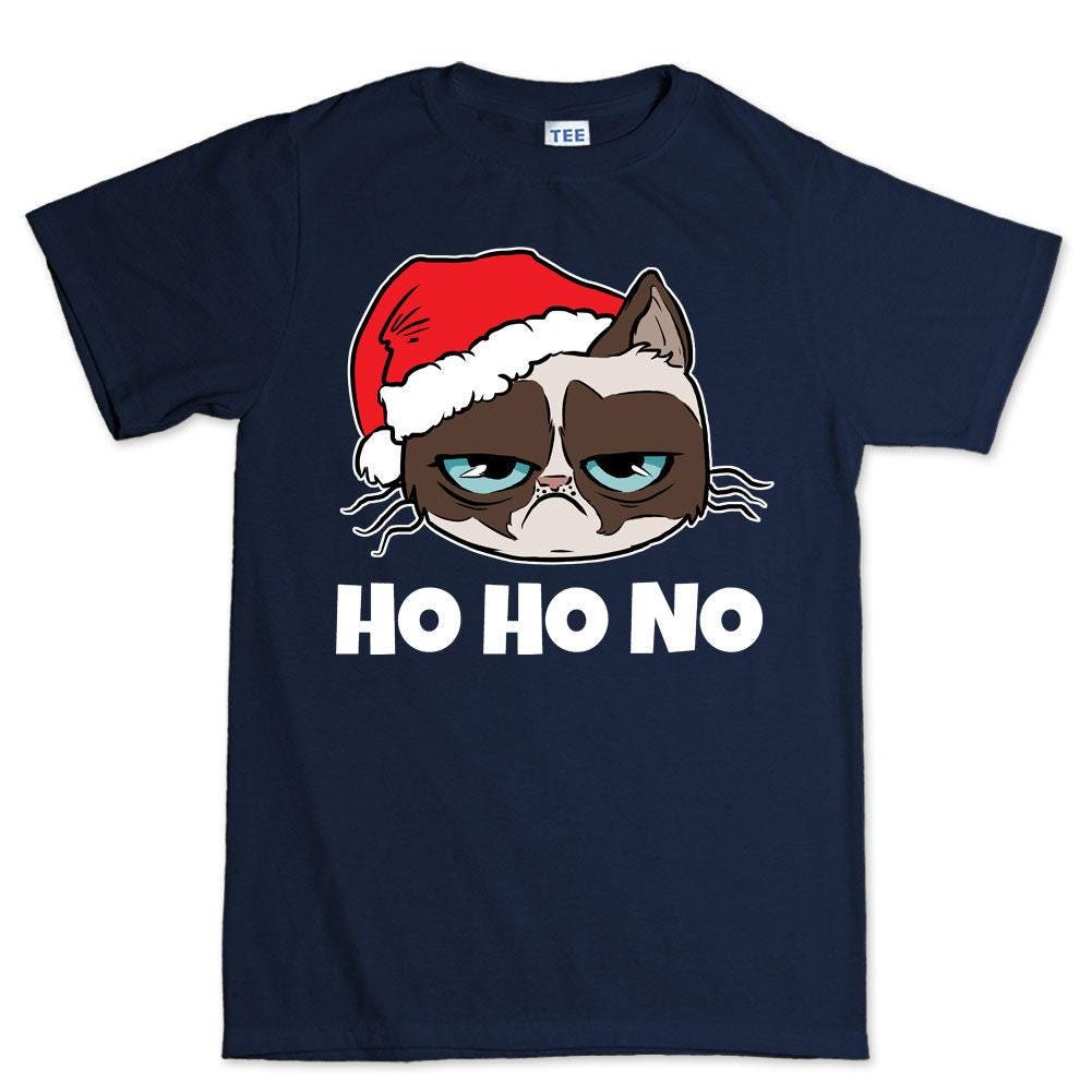 Funny Sarcastic Christmas Shirt, Ho Ho No Santa Cat Tee, Deadpan Grumpy Holiday Cat TShirt, Unimpressed Feline Gift Shirt