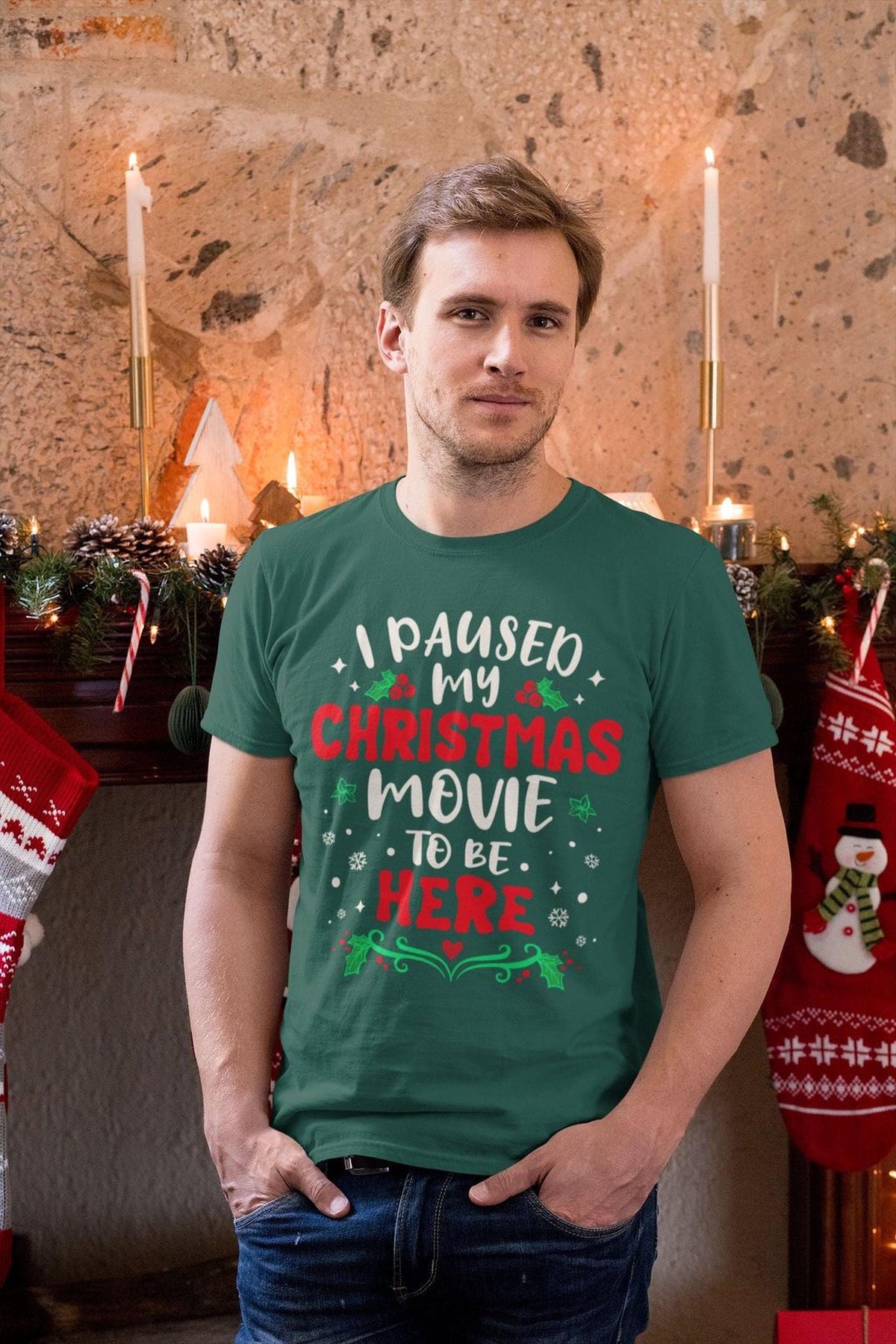 Funny Christmas Shirt, I Paused My Movie Sarcastic Tee