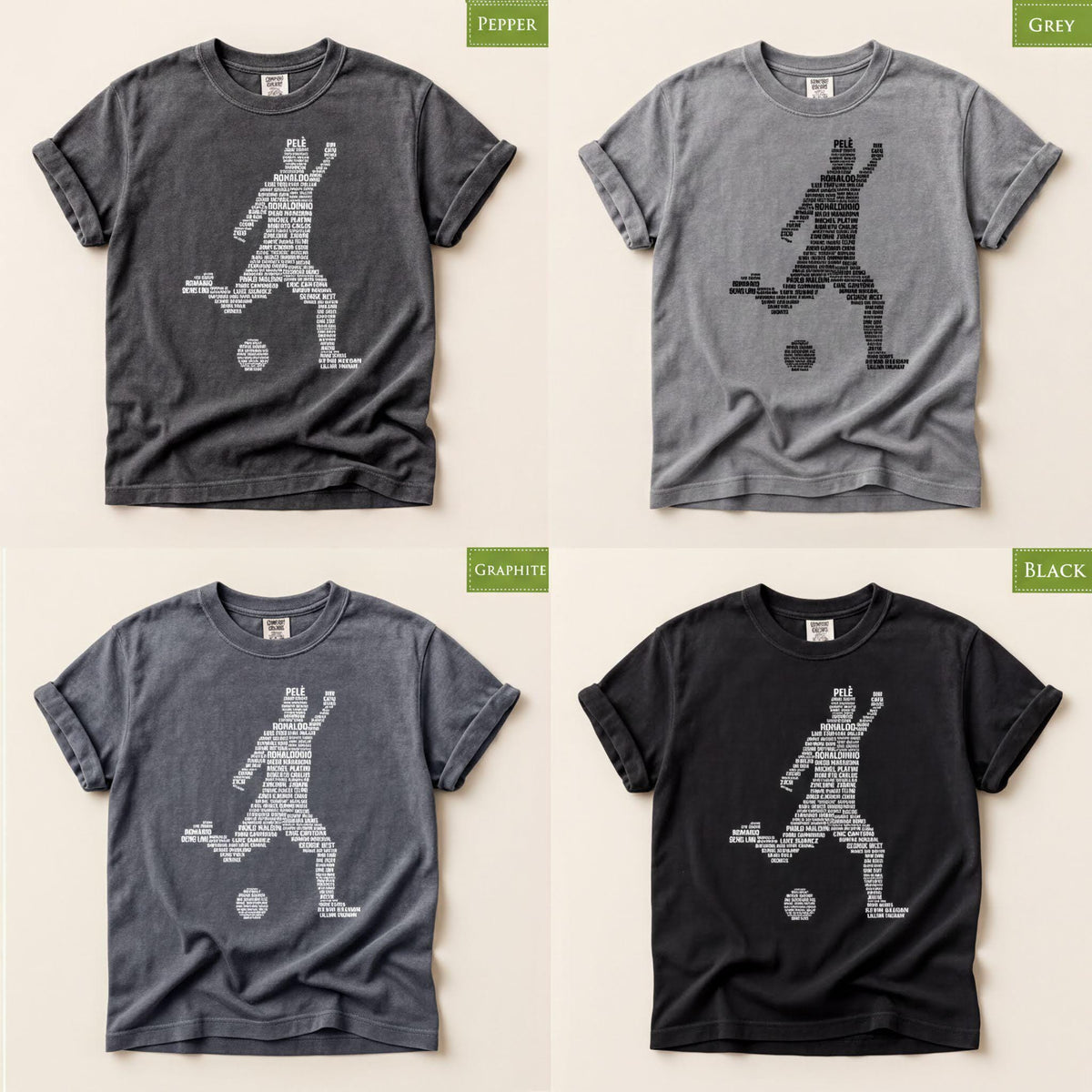 Comfort Colors® Soccer T-shirt, Football Player Legends Tribute Tee