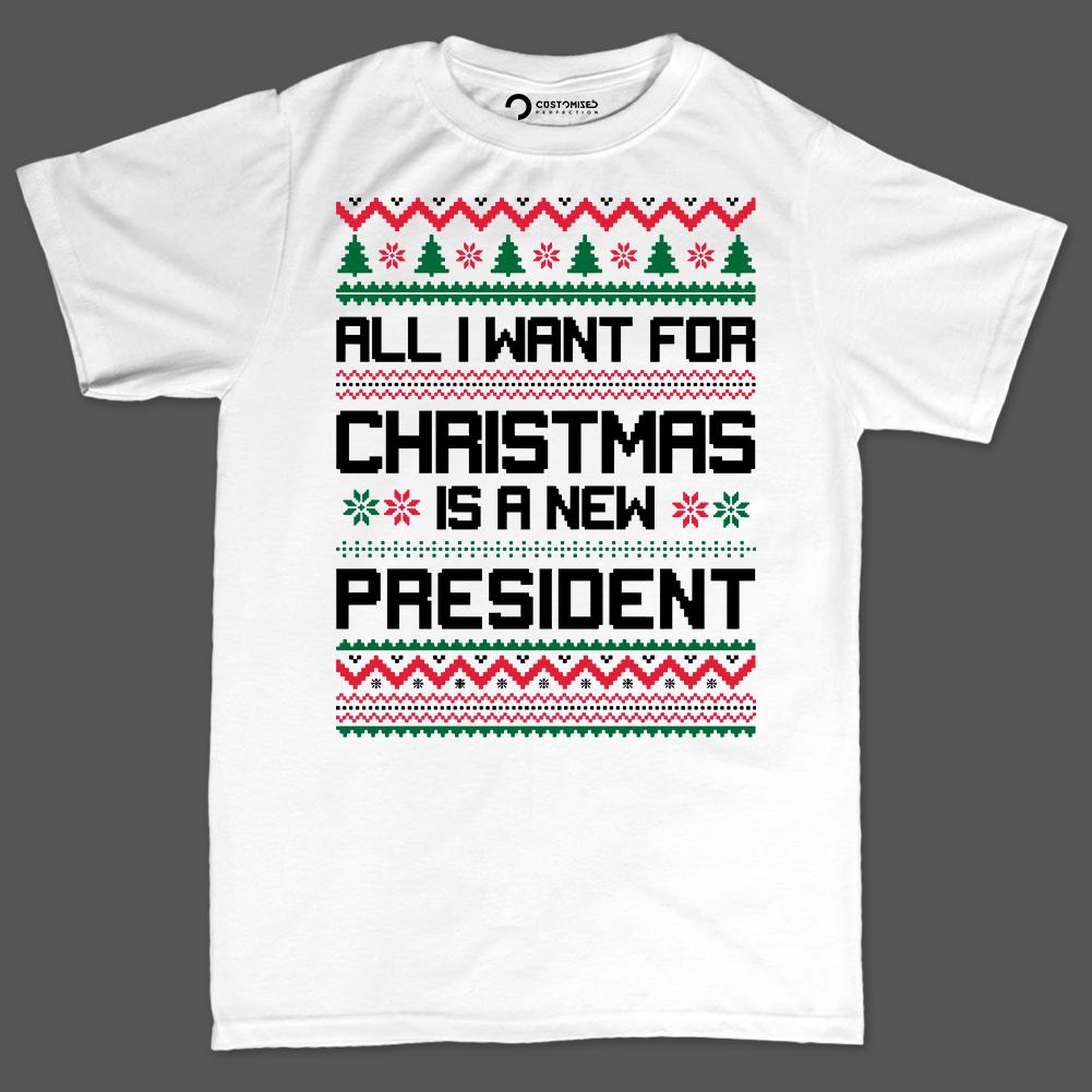 Comfort Colors® All I Want for Christmas Is a New President Shirt, Funny Political Christmas Tee, Ugly Sweater Holiday Gift