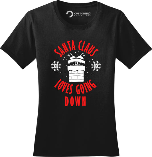 Funny Santa Loves Going Down Christmas Shirt, Rude Xmas Tee