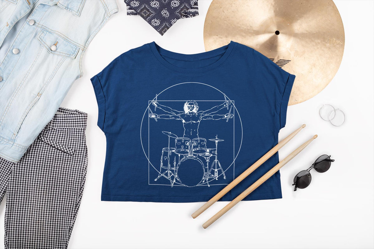 Mens Vitruvian Drummer Da Vinci Drums Spoof T shirt Tee Top T-shirt