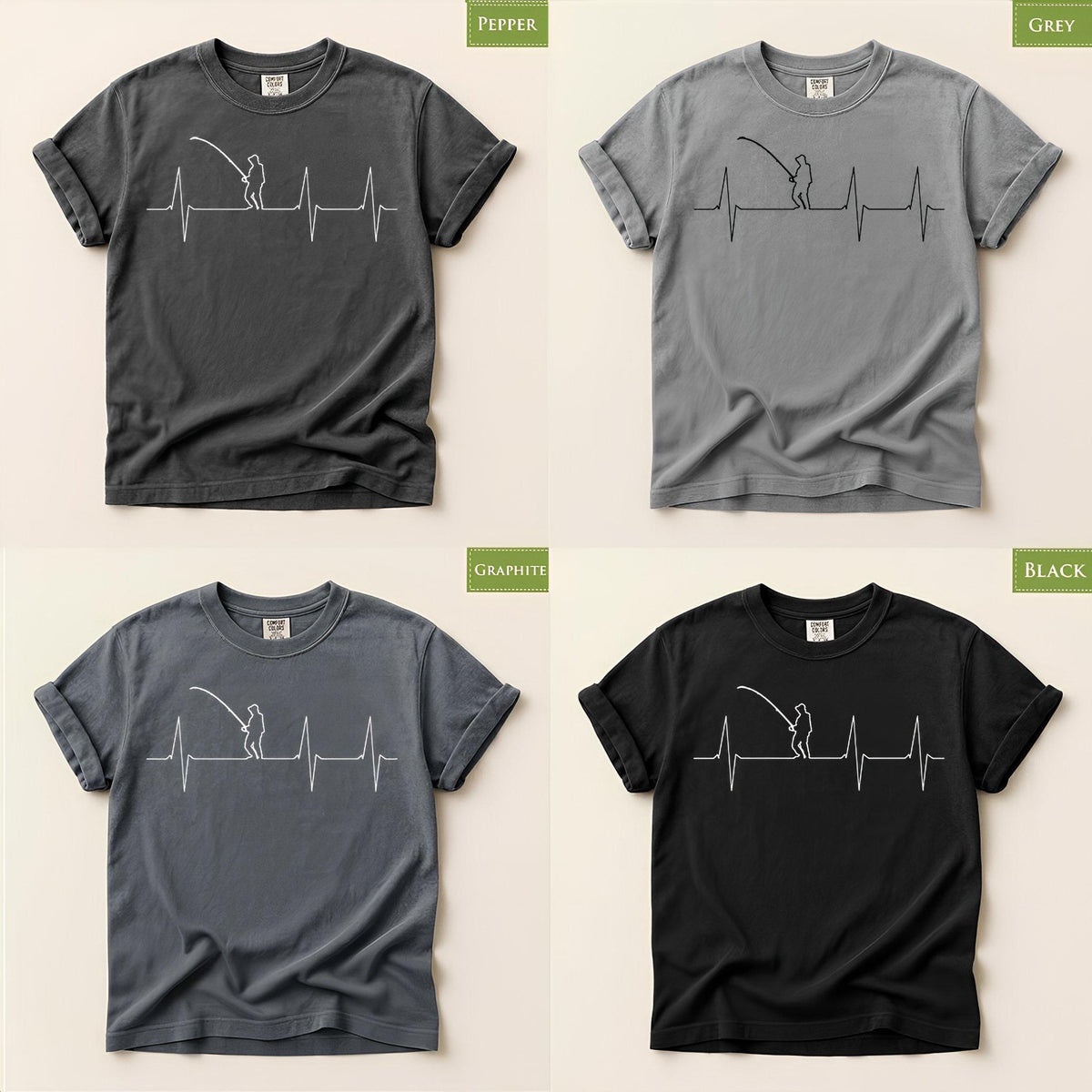 Comfort Colors® Fishing Heartbeat Shirt, Fisherman Bait Carp Bass Tee, Anglers Gift