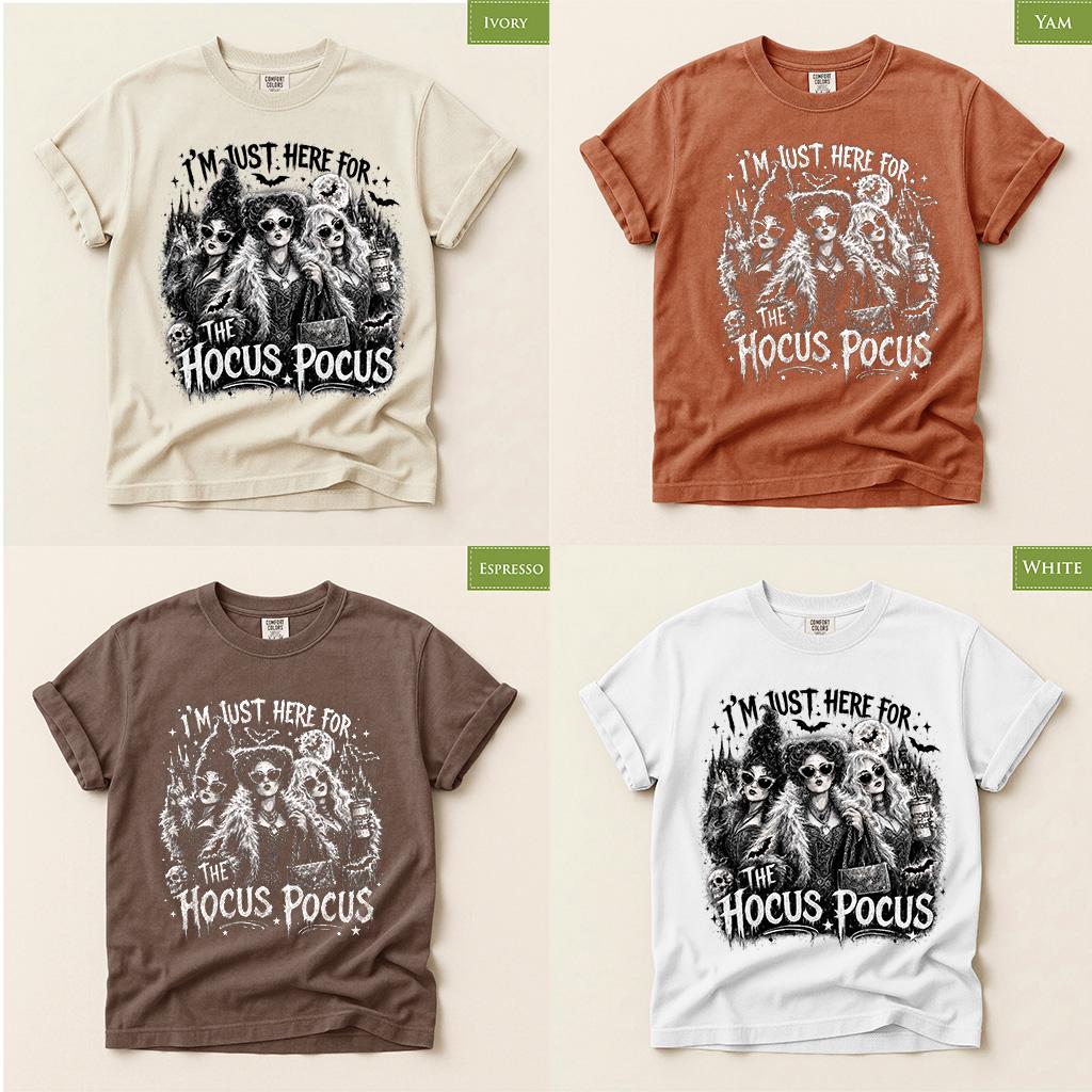 Comfort Colors® Hocus Pocus Halloween Shirt, Witchy Graphic Tee, Spooky Season Salem Vibes