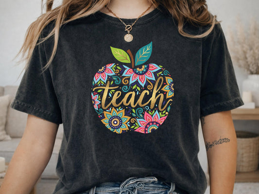 Teacher Shirt | Boho Mandala Apple Hoodie | Cute Teacher Appreciation Gift