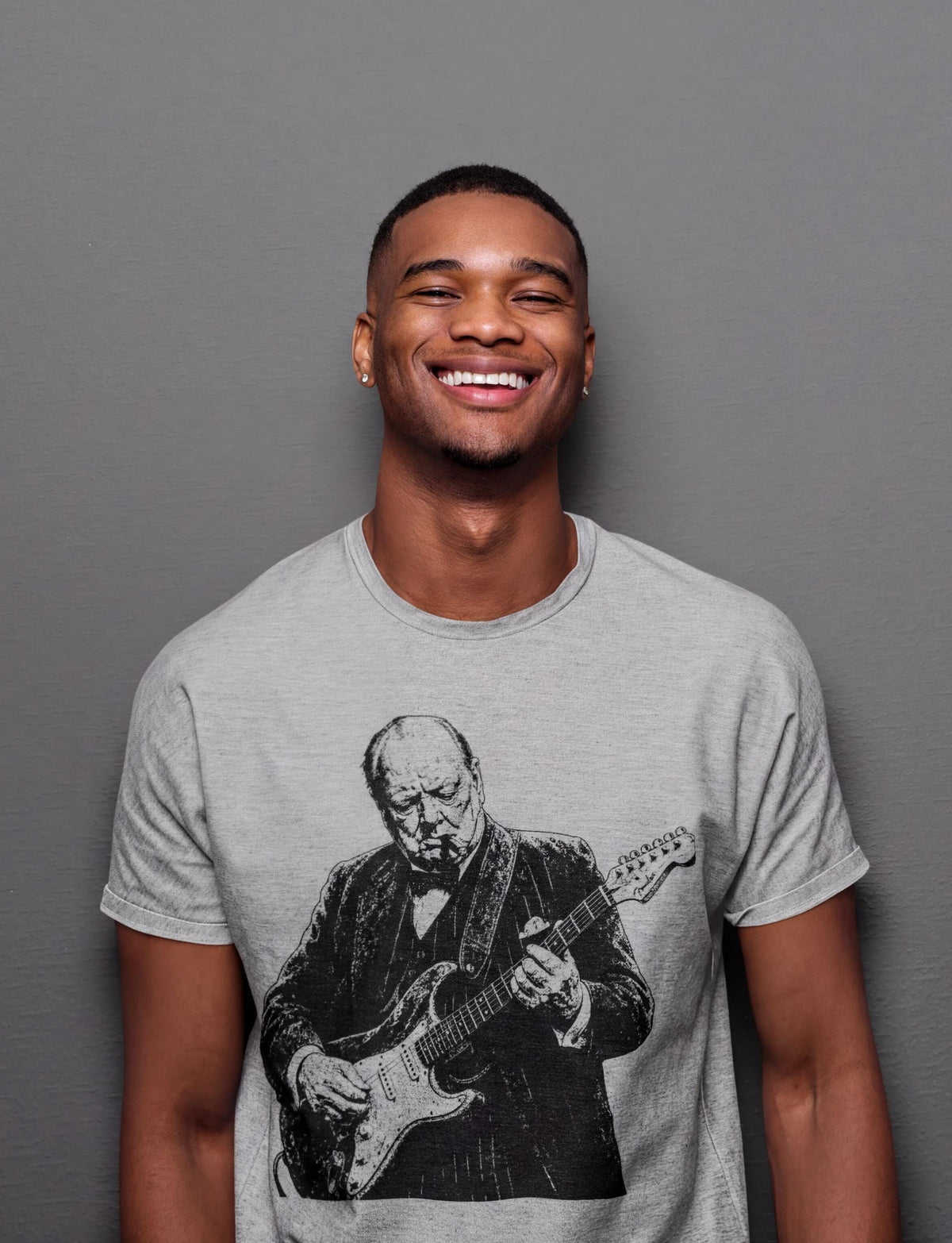 Winston Churchill Playing Guitar Shirt, Comfort Colors® Retro Political Humor Tee