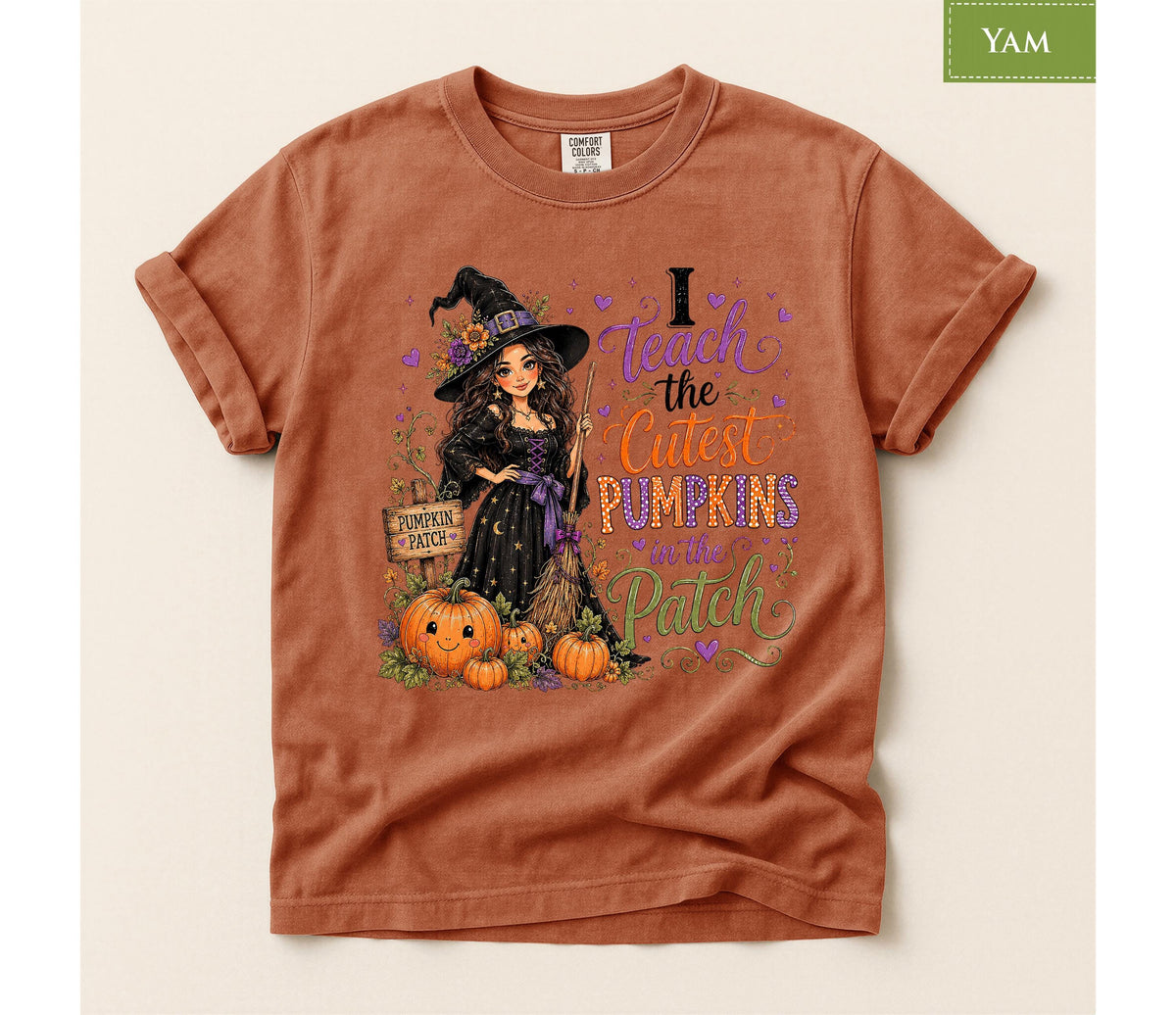 Comfort Colors® Halloween Teacher Shirt, Cute Pumpkin Patch Tee, Witch Fall Classroom Gift