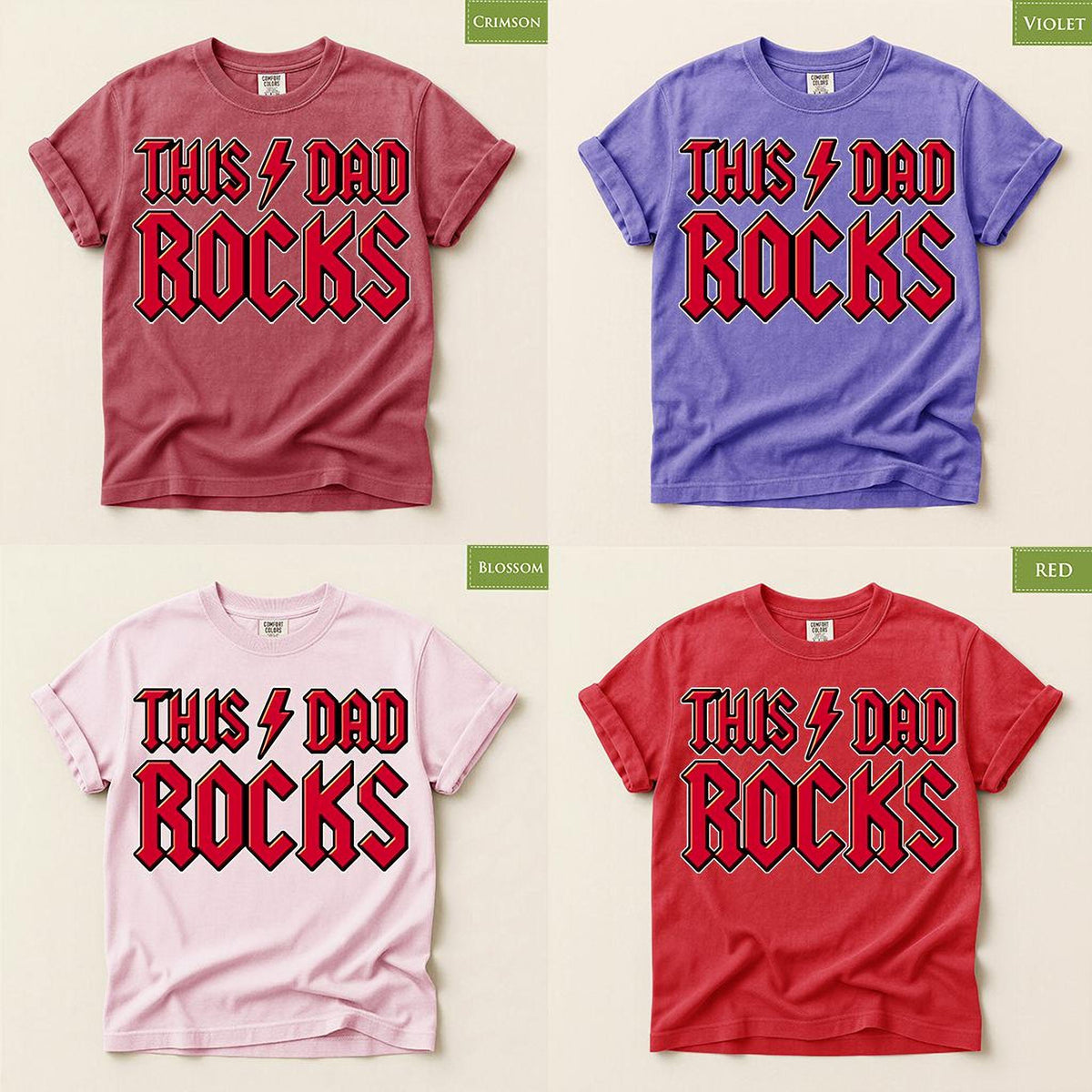 Dad Rocks T-Shirt: Funny Rock Music Comfort Colors® Tee for Fathers