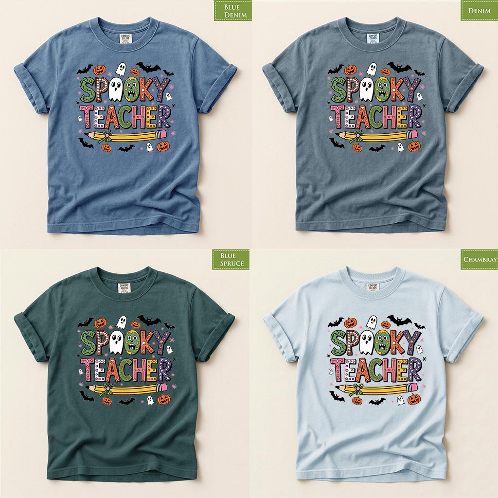Comfort Colors® Spooky Teacher Shirt, Cute Halloween Teacher Tee, Ghost Pumpkin Fall Educator, Back to School top