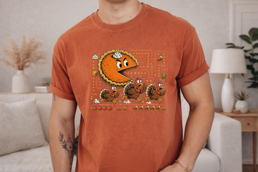 Comfort Colors® Thanksgiving Shirt, Funny Turkey Pie Chase Tee, Fall Food Graphic, Turkey Dinner top