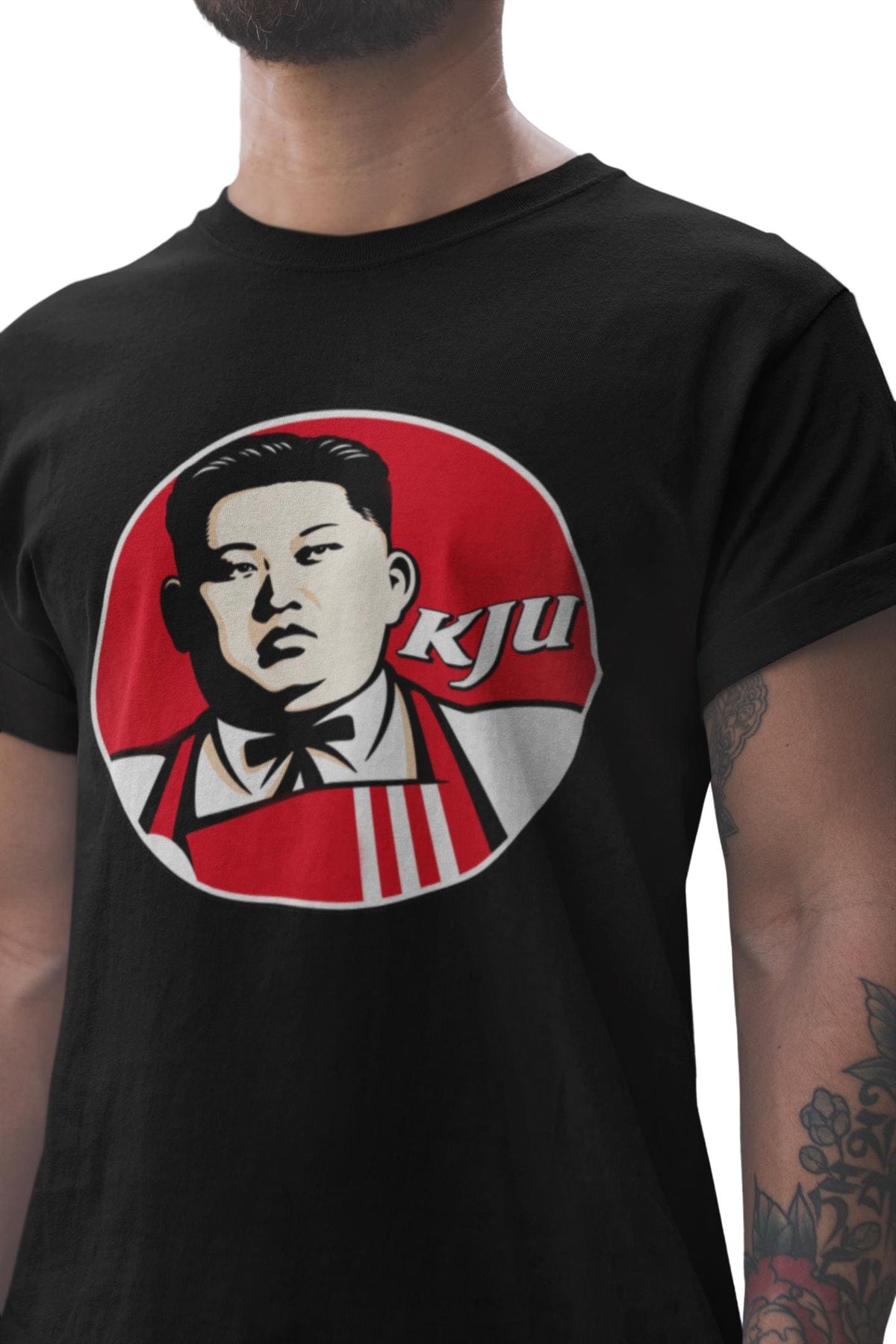 Comfort Colors® KJU Kim Jong Un Shirt, Political Parody Graphic Tee, Kentucky Fried Logo Satire - Humor Gift, Retro Inspired T-Shirt