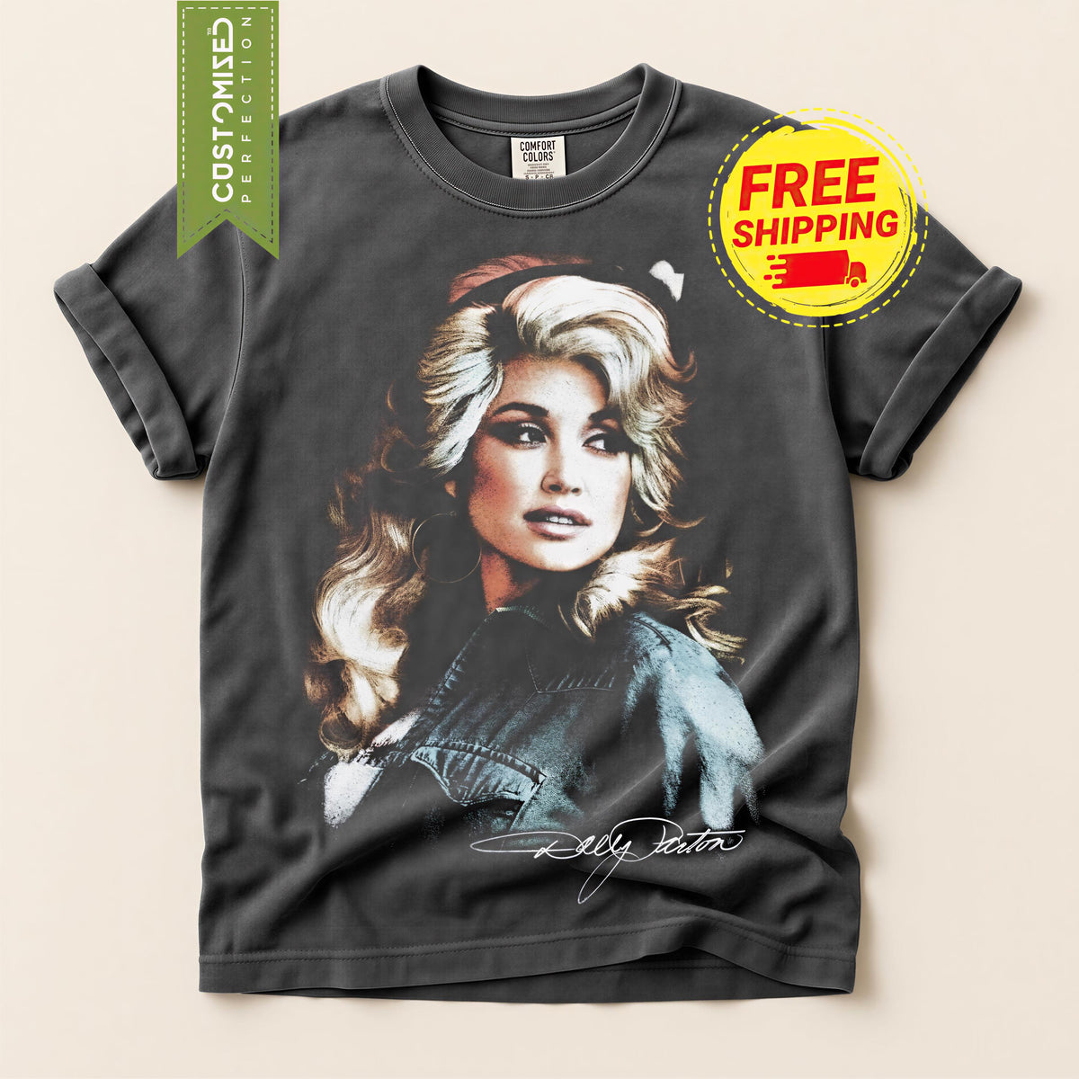 Comfort Colors® Retro Dolly Parton Signature Tee, Dolly Parton Photo Shirt, Classic Country Music Icon TShirt, Country Legend Keepsake Gift