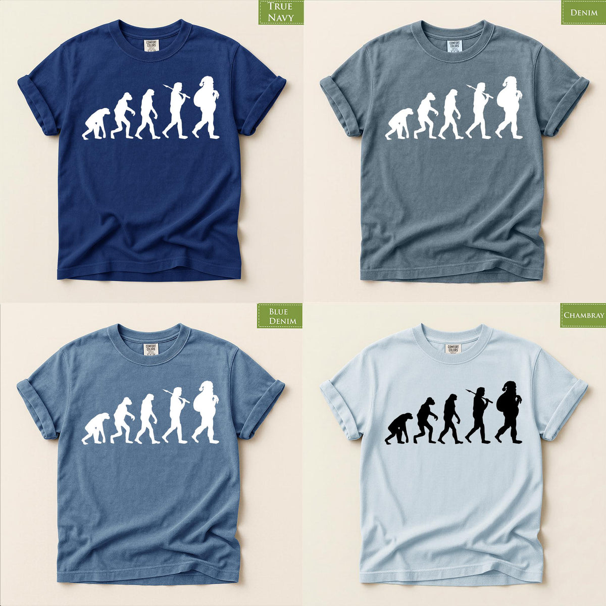 Comfort Colors® Santa Evolution Christmas Shirt, Funny Holiday Tee, Retro Santa Graphic, Festive Christmas Gift