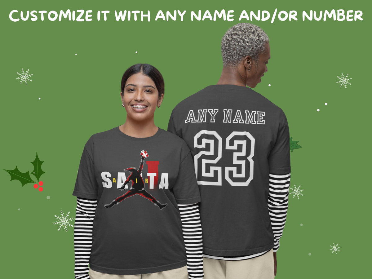 Air Santa Christmas T-shirt, Custom Basketball Santa, Matching Family Shirts