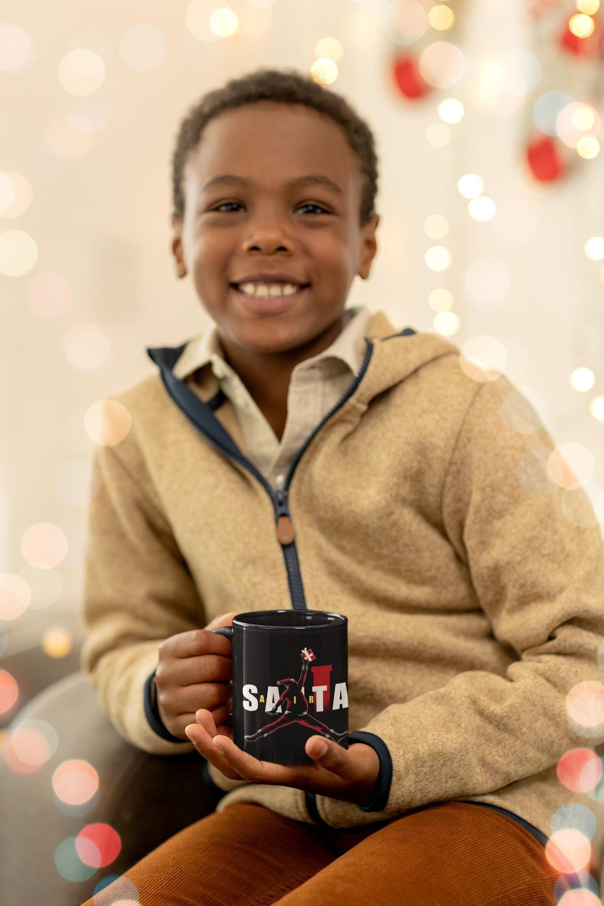 Air Santa Christmas Gift Mug, Black Santa, Basketball Christmas Mug, Holiday Cheer, Gift for Coffee Lovers, Christmas Decor, 11oz & 15oz