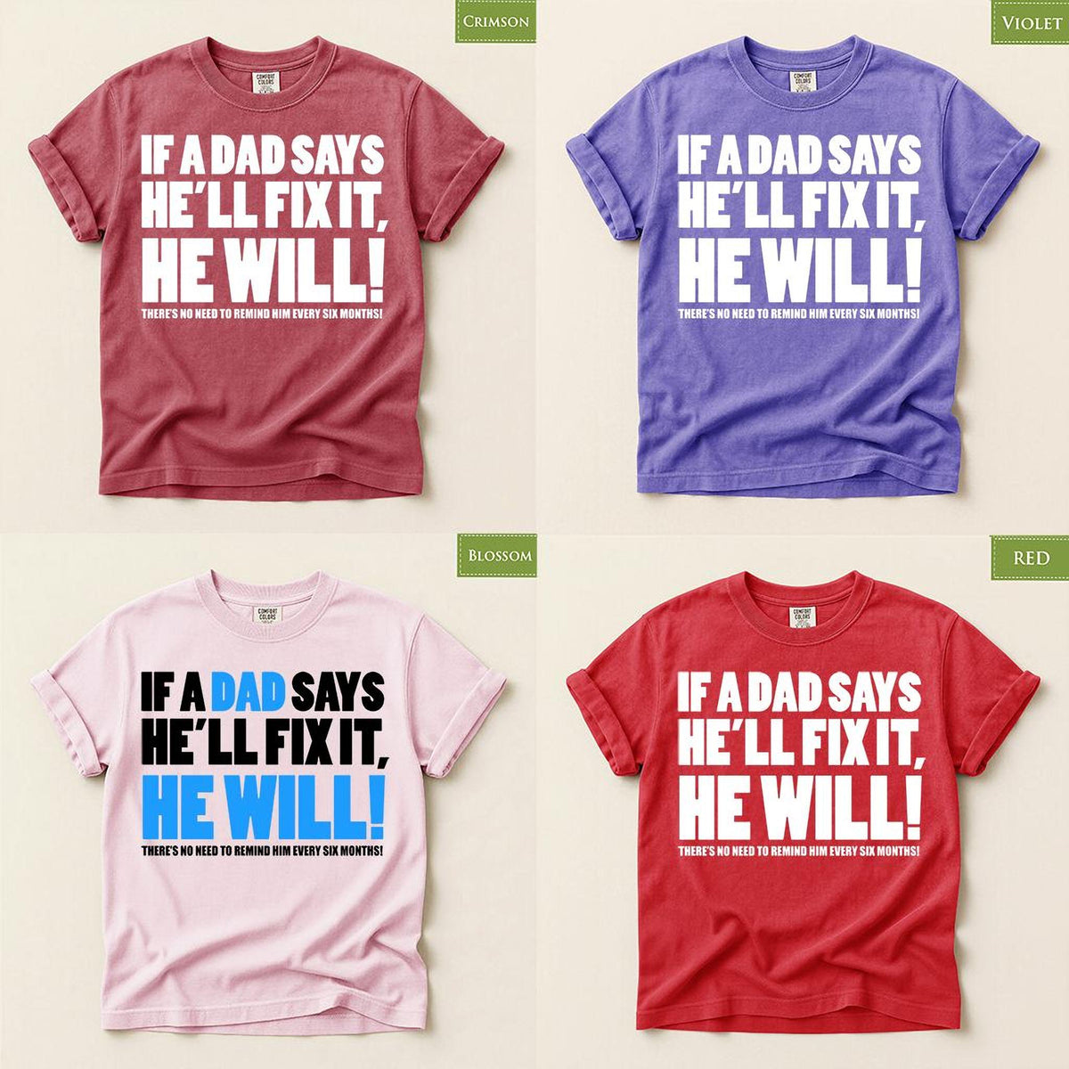 Funny Fathers Shirt, Comfort Colors® Dad Tee, Lazy Husband Sarcastic Joke Design