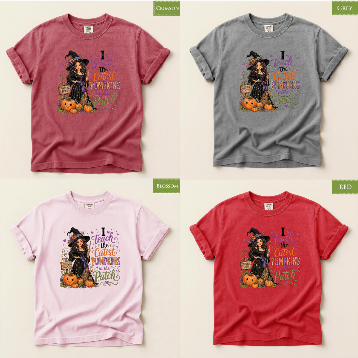 Comfort Colors® Halloween Teacher Shirt, Cute Pumpkin Patch Tee, Witch Fall Classroom Gift